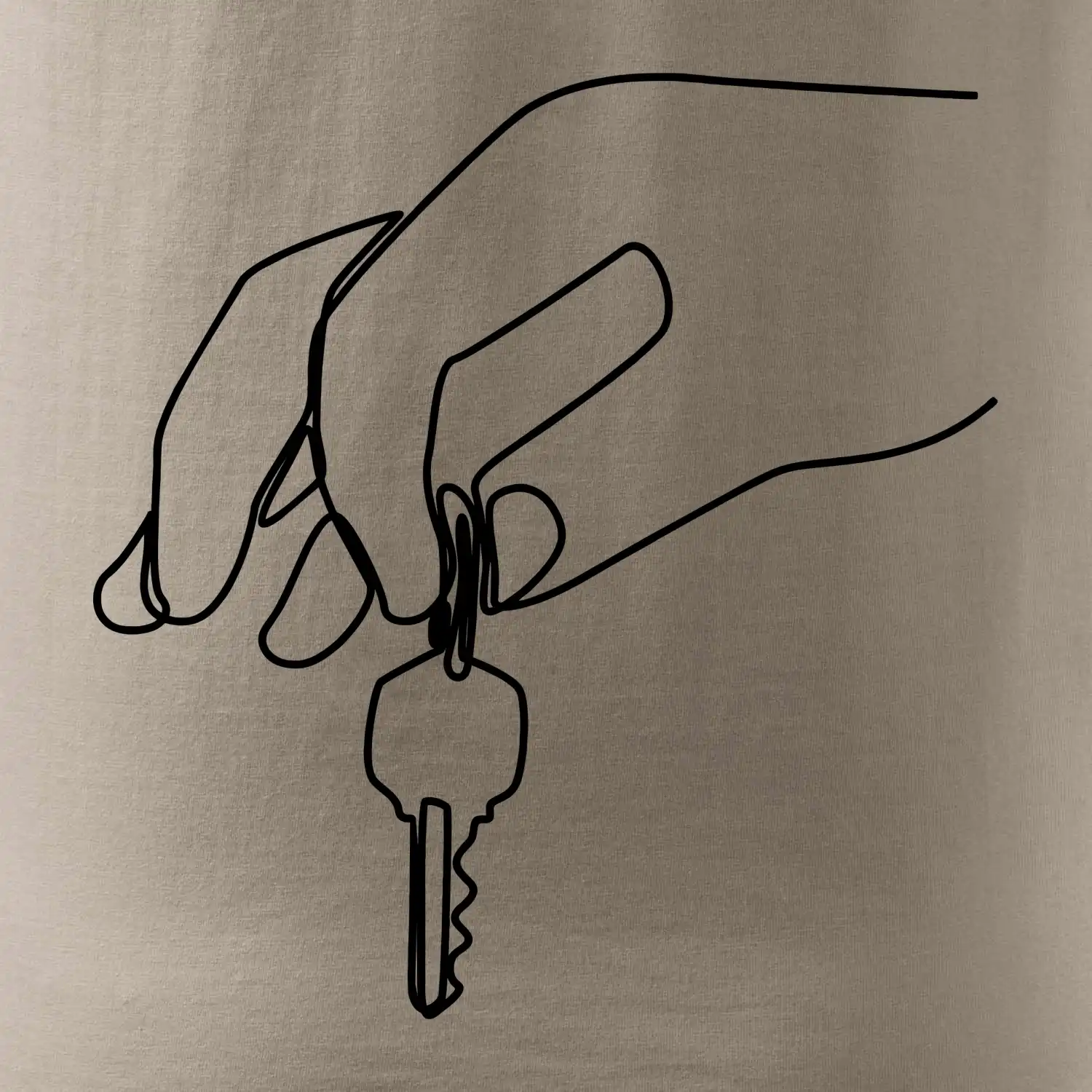 Klíče a ruka jedním tahem