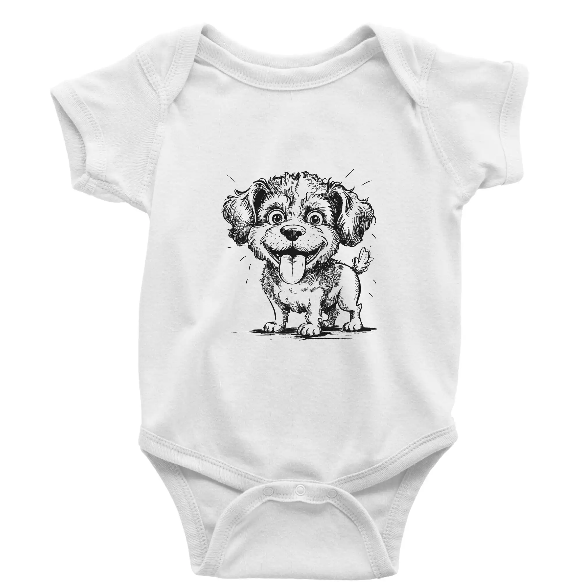 Ostatné psie plemená - Lagotto romagnolo karikatúra vypláznutý jazyk - Body dojčenské s krátkym rukávom