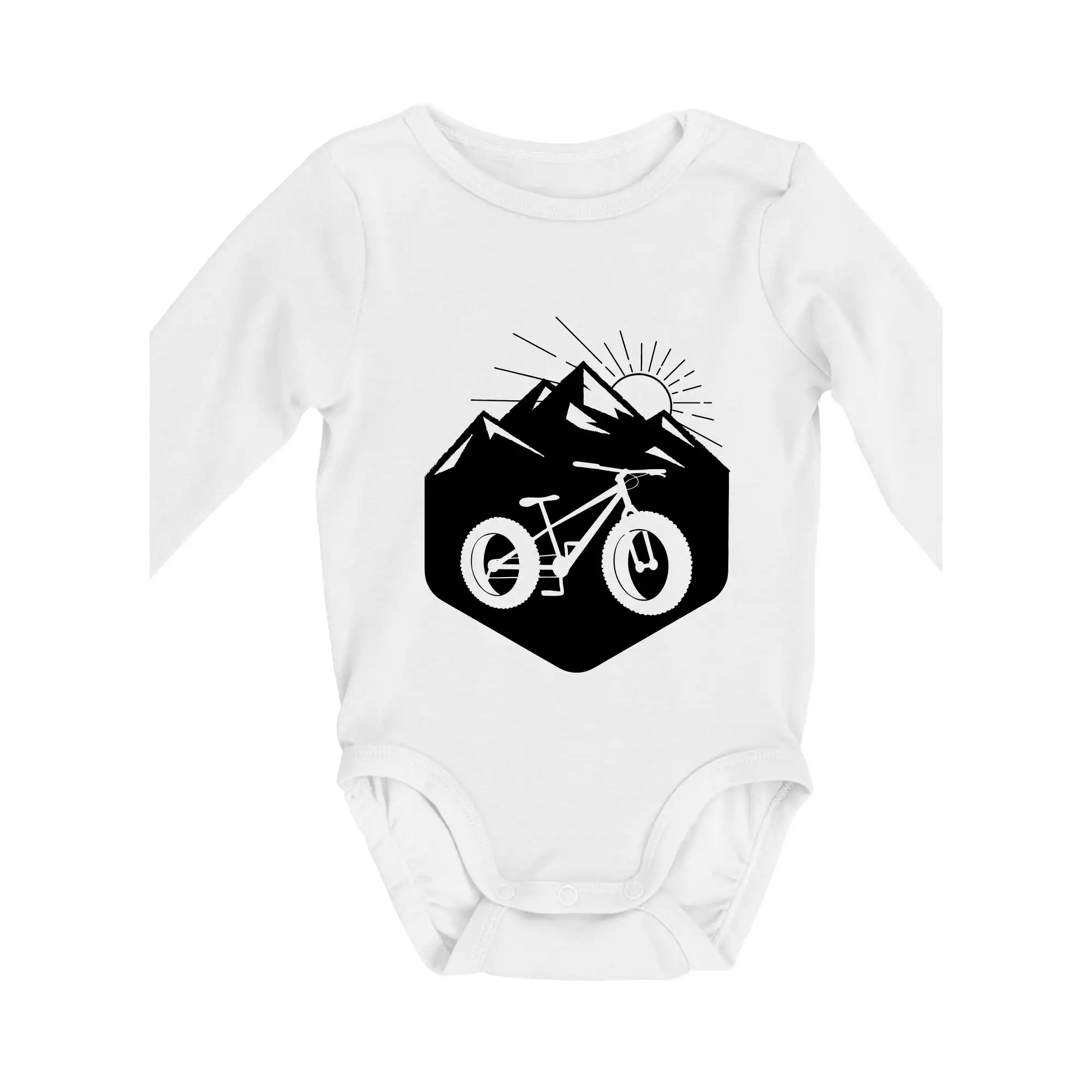 Tričko ako darček pre cyklistu - Fatbike hory - Body dojčenské s dlhým rukávom