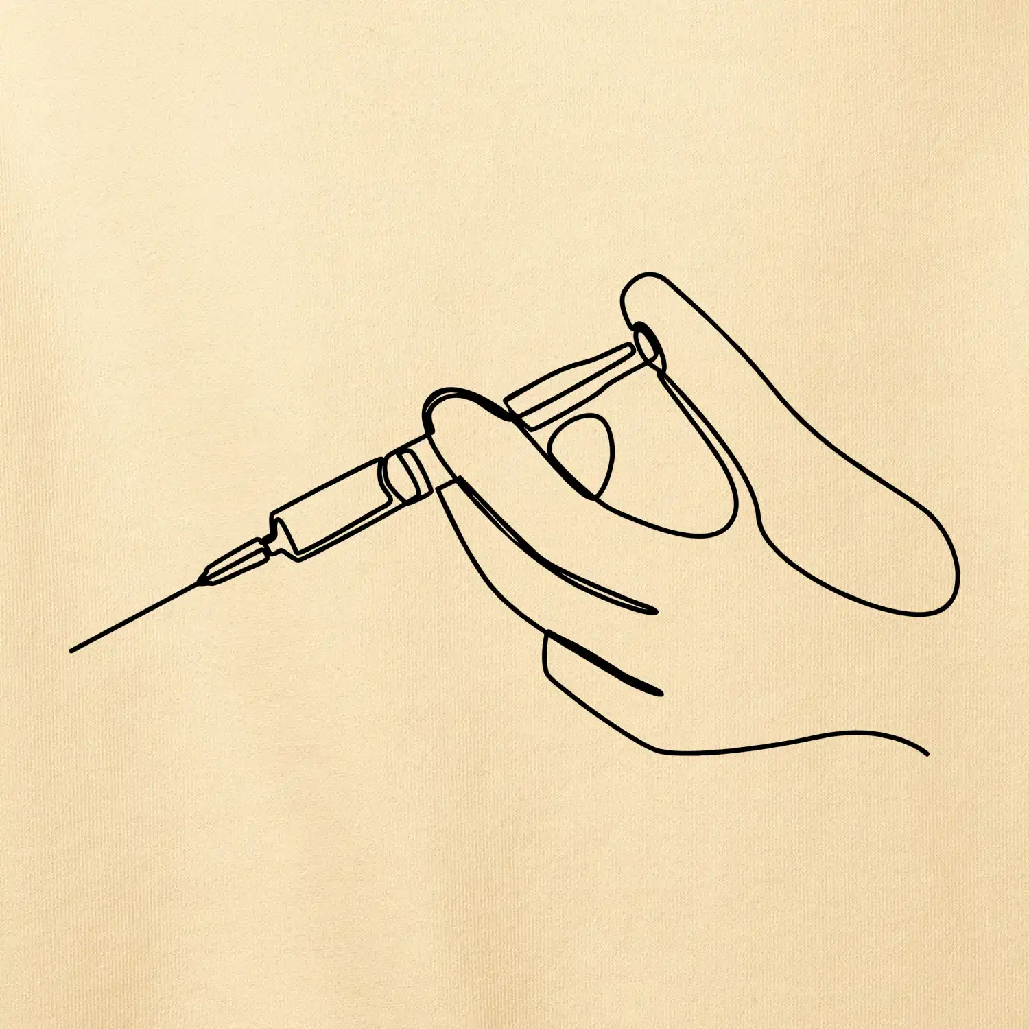 Ruka a injekce jedním tahem