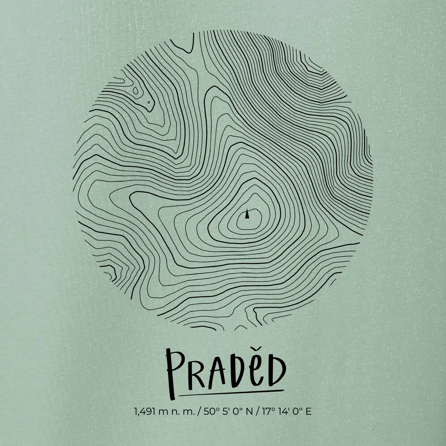 Praděd - vrstevnice v kruhu