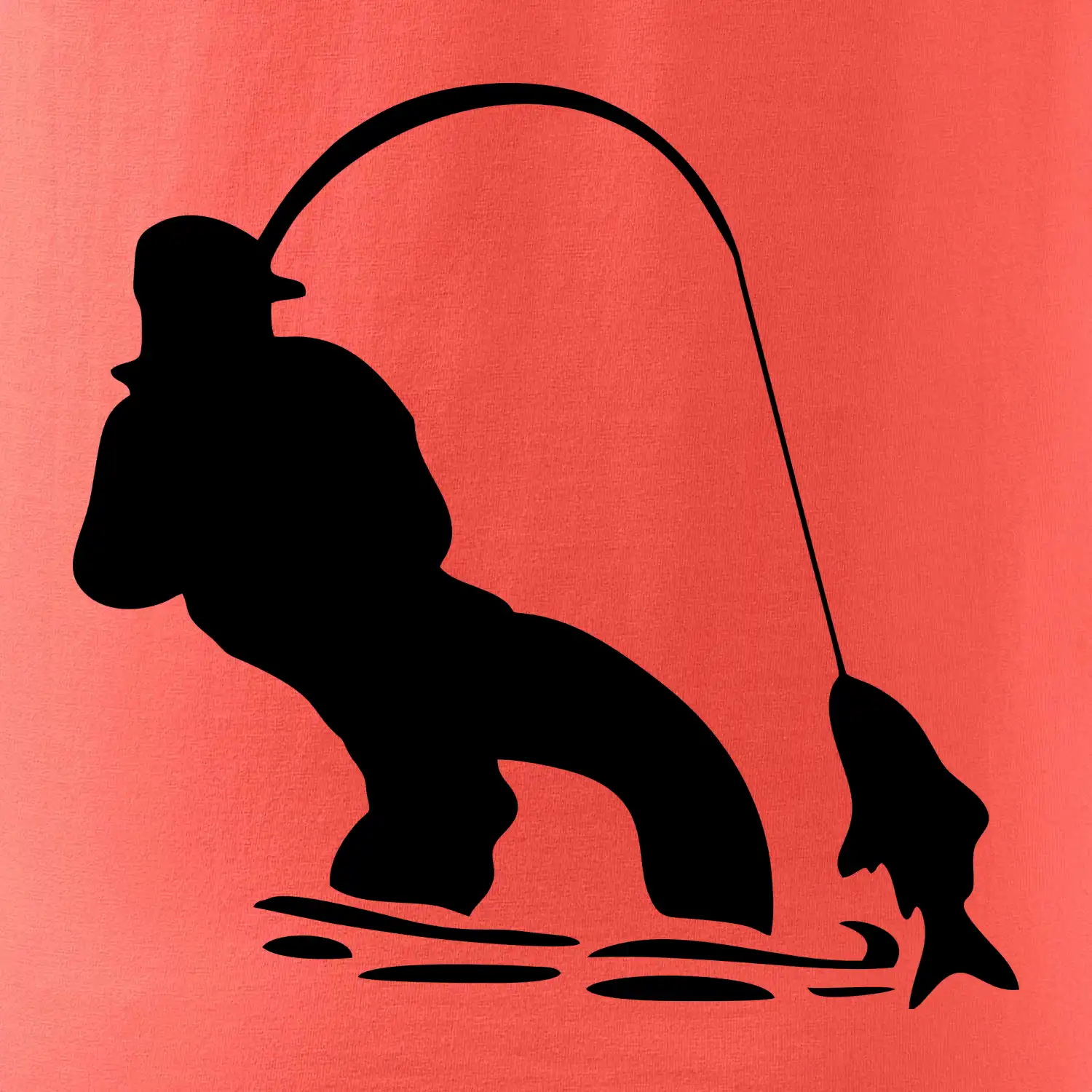 Rybář tahající rybu