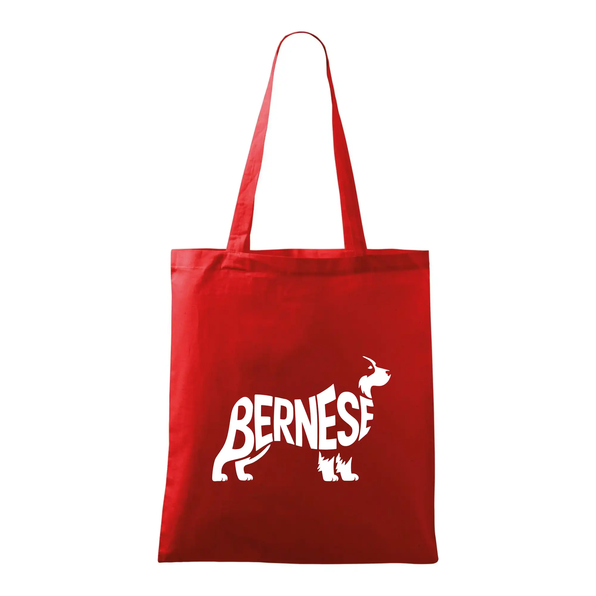 Bernský salašnícky pes na tričku - Bernese Mountain Dog nápis v tele - Taška bavlnená
