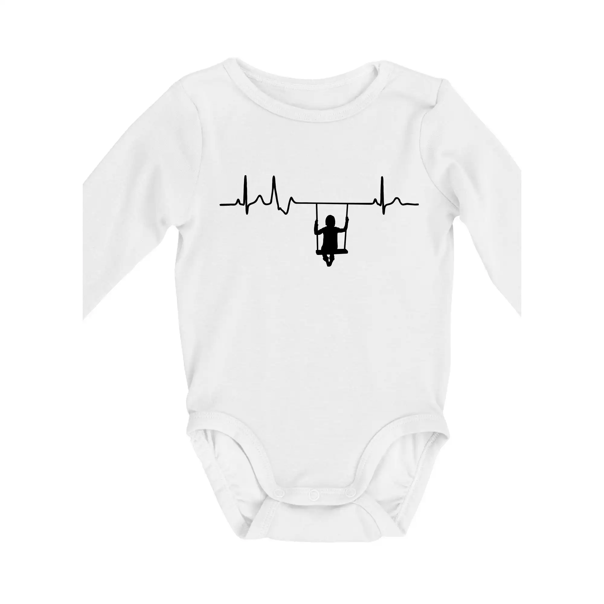 Grafické tričká - EKG hojdačka - Body dojčenské s dlhým rukávom