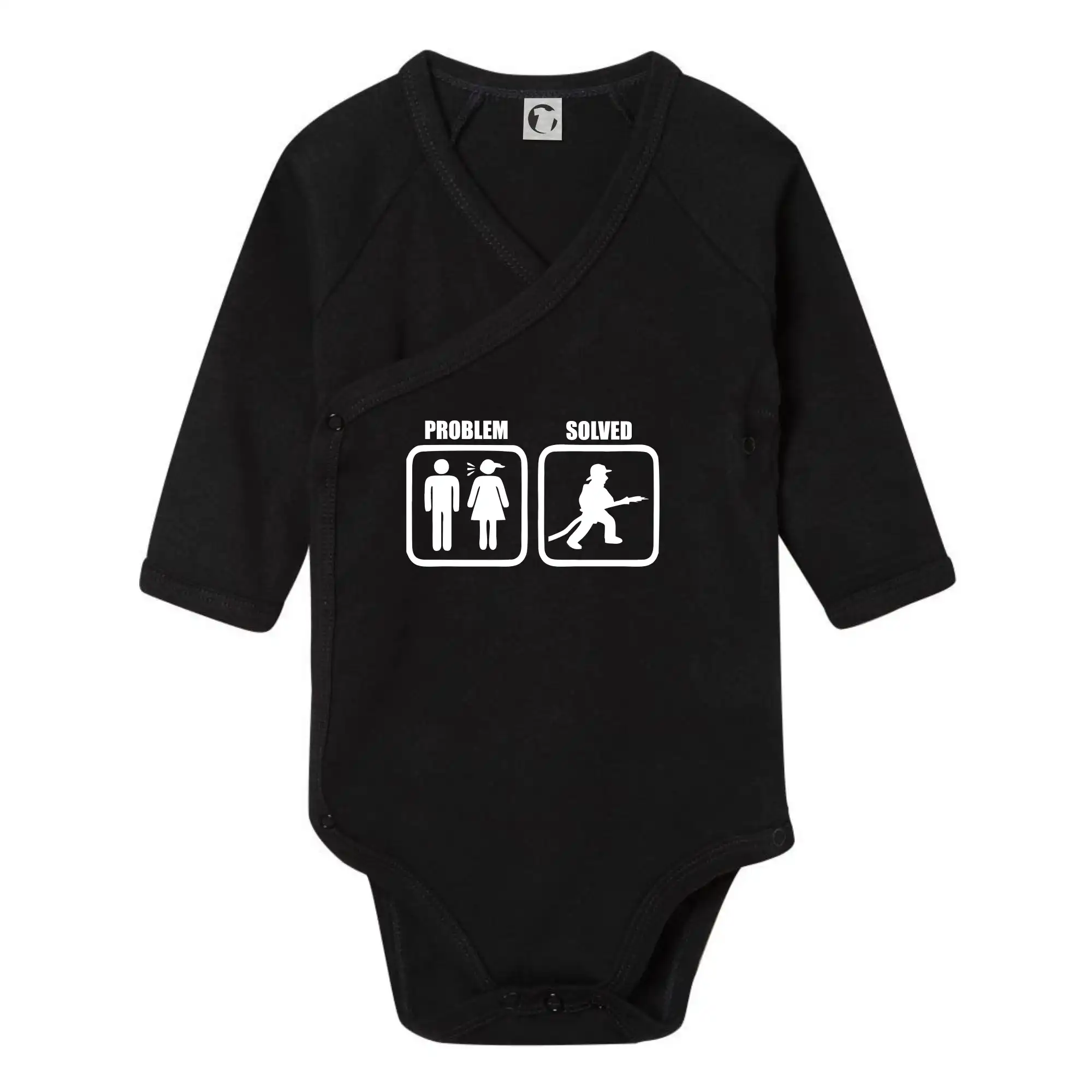 Tričká Problem Solved - Problém hasič - Body zavinovacie s dlhým rukávom