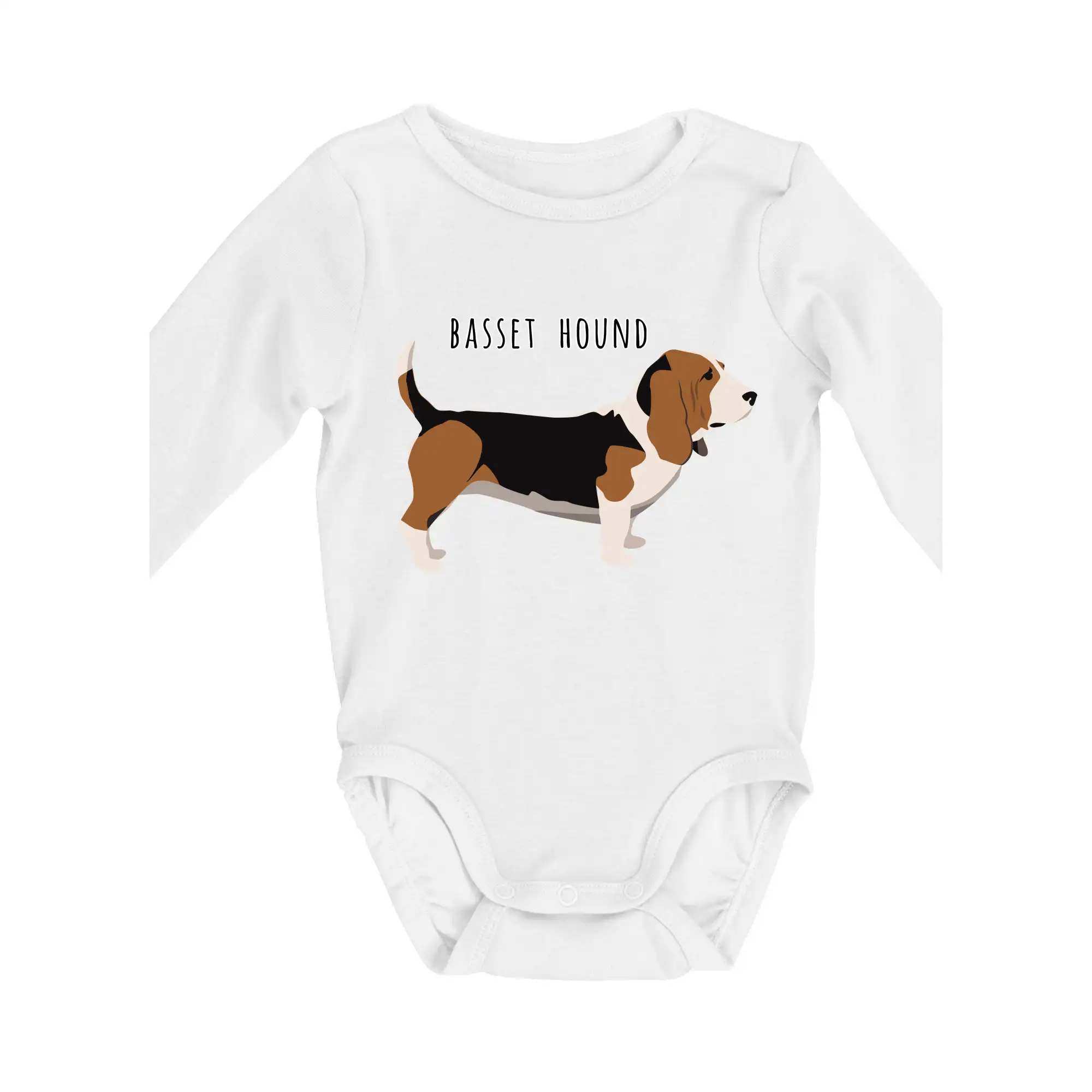 Baset na tričku - Basset hound pes s nápisom - Body dojčenské s dlhým rukávom