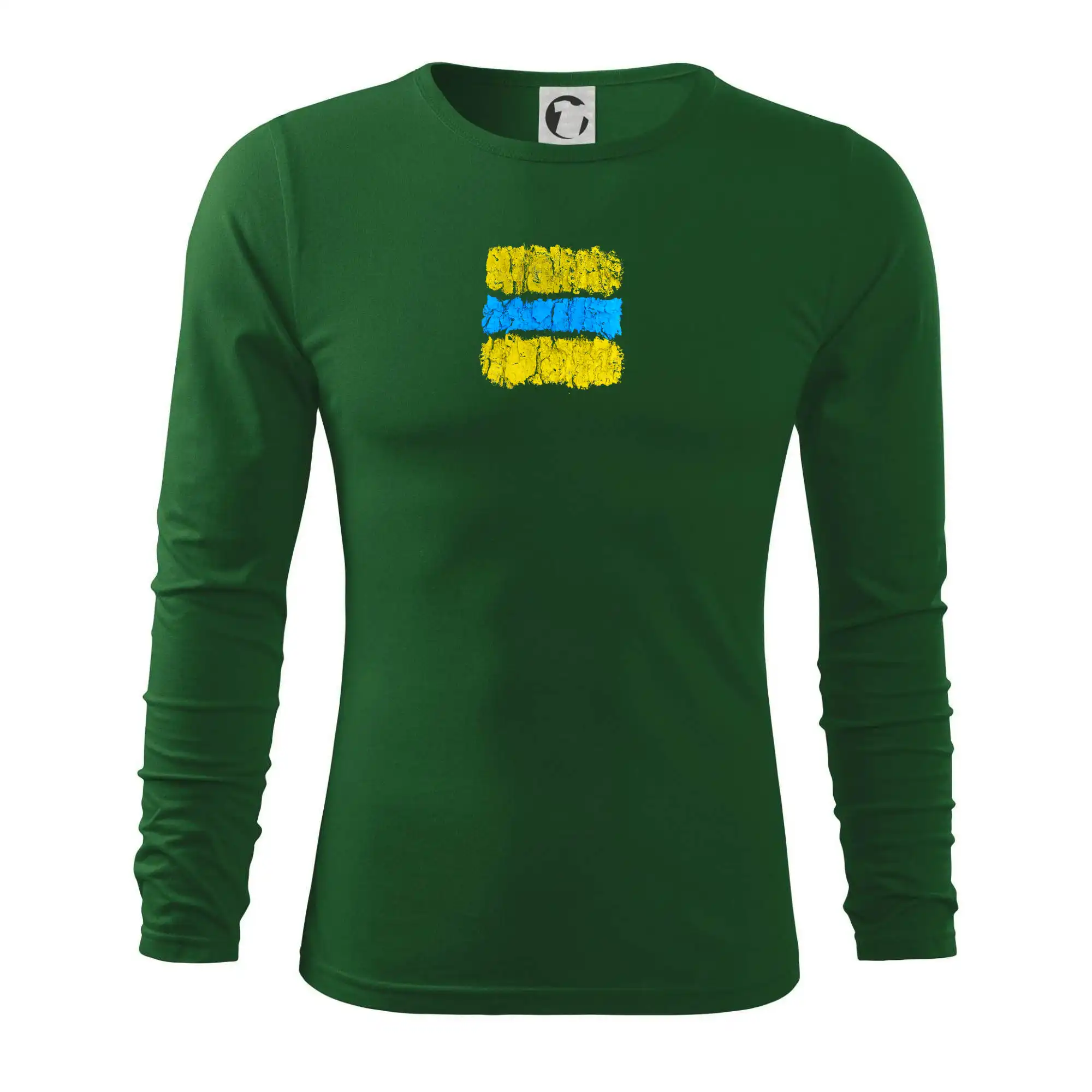 Tričko ako darček pre cyklistu - Turistická Cyklo značka - žlto modrá - Tričko s dlhým rukávom FIT-T long sleeve