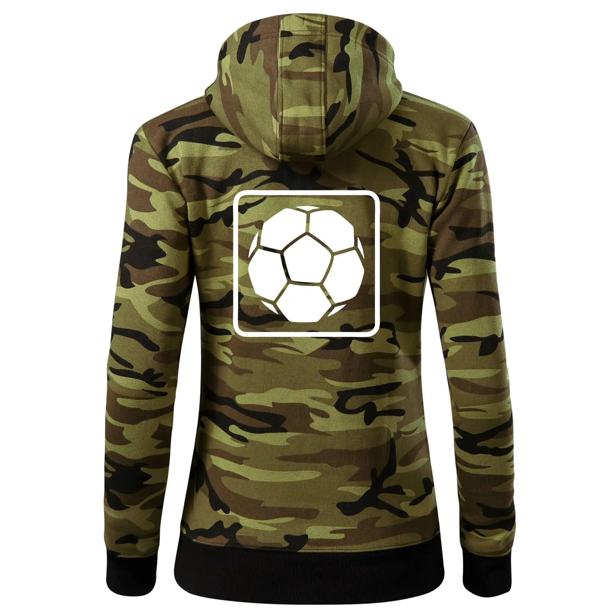 Tričká pre futbalistov - Fotbalová lopta emblem - Mikina dámska trendy zipper s kapucňou