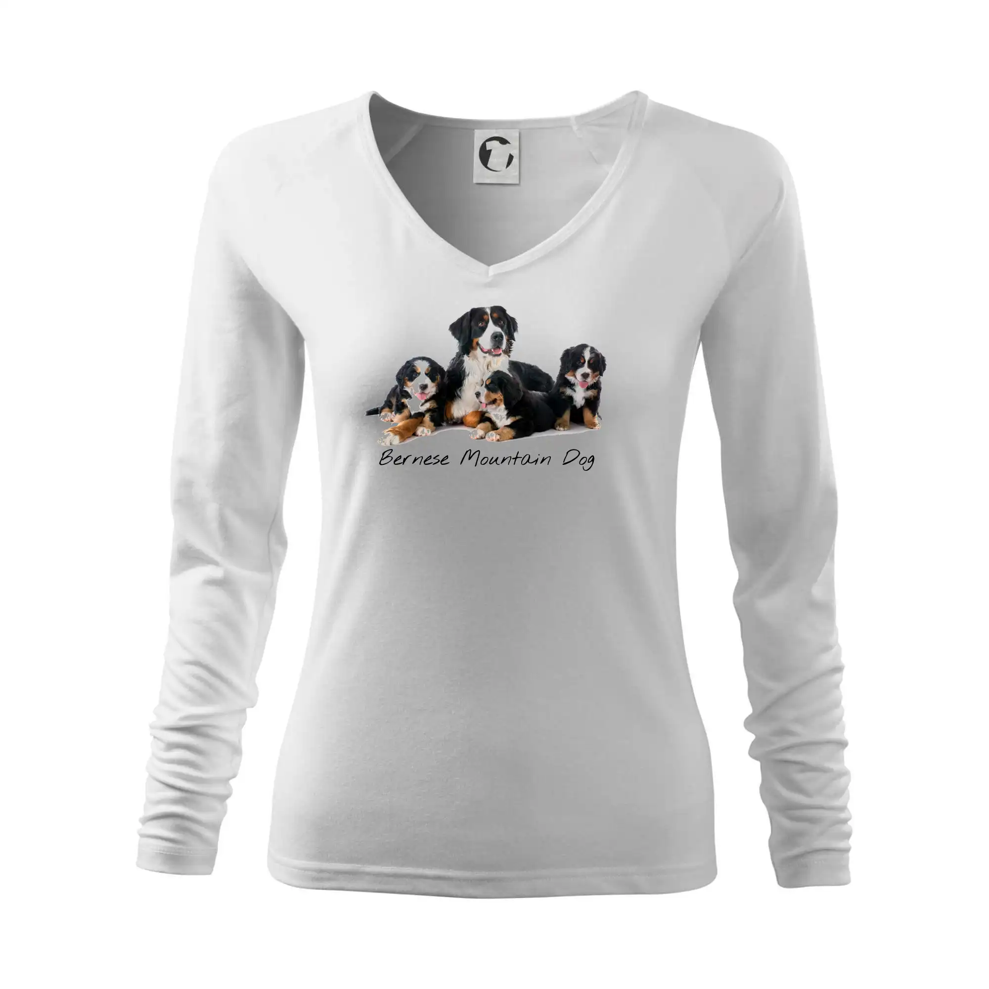 Bernský salašnícky pes na tričku - Bernese mountain dog celá rodina - Tričko dámske Elegance