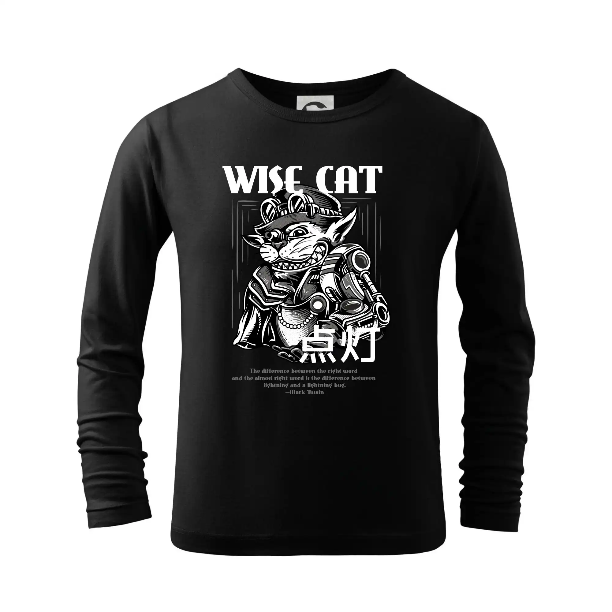 Tričká s potlačou steampunk - Steam punk wise cat - Tričko detské Long Sleeve