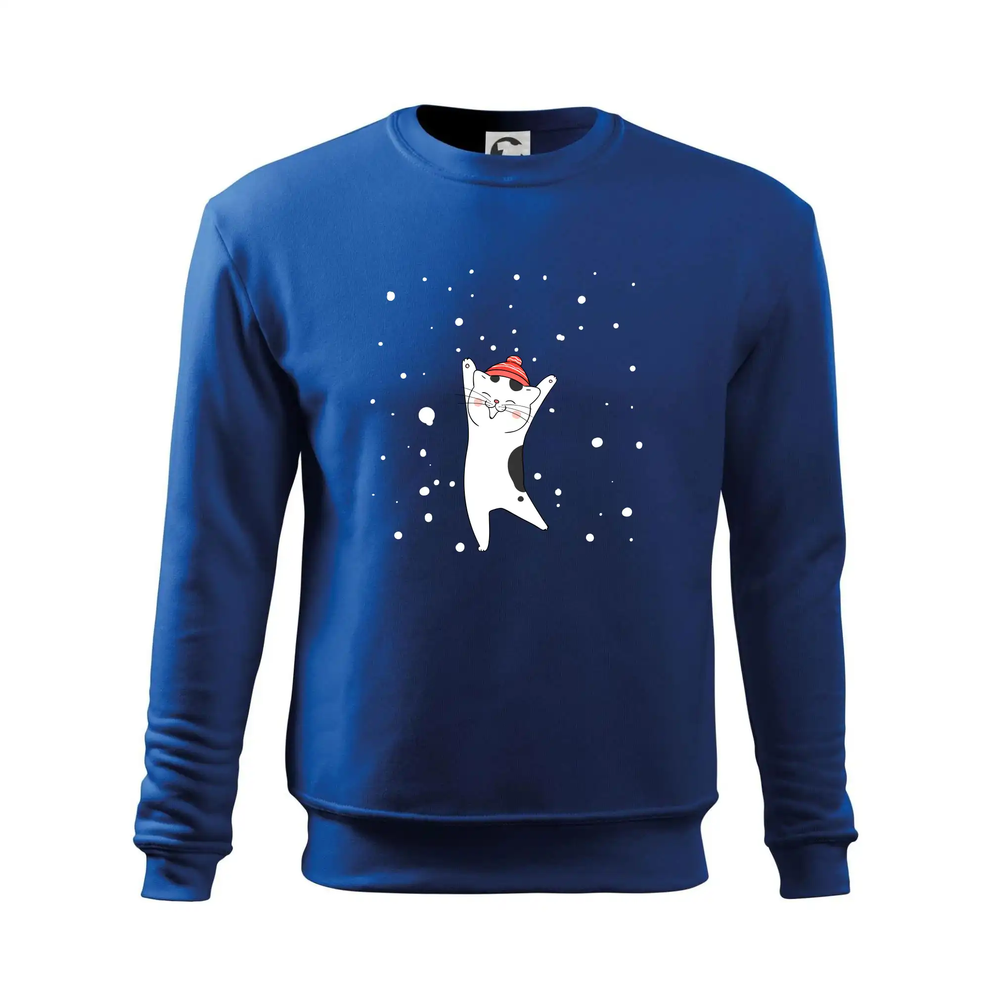 Veselá kočka v zimní čepici