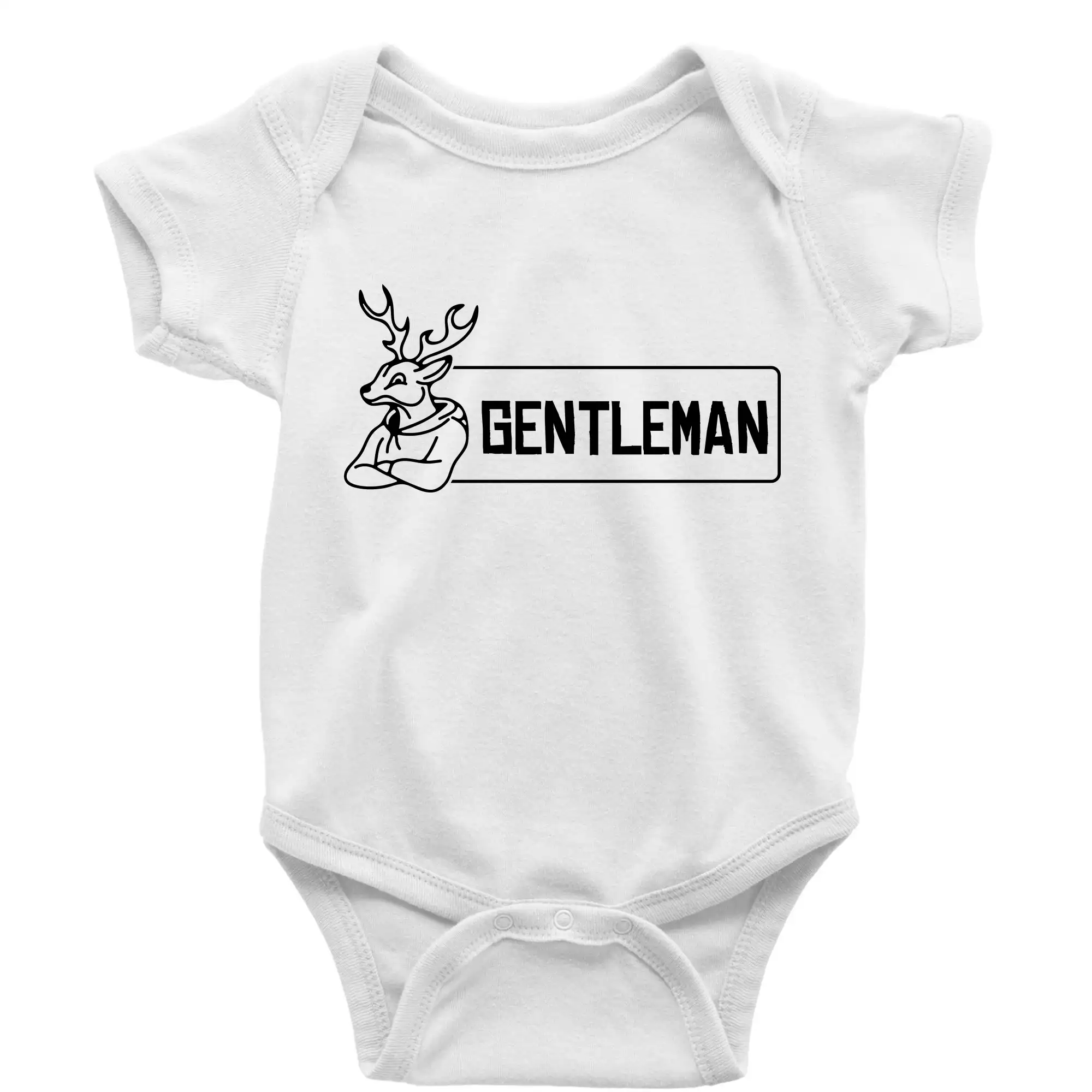 Tričká pre poľovníkov a drevorubačov - Jeleň gentleman - Body dojčenské s krátkym rukávom