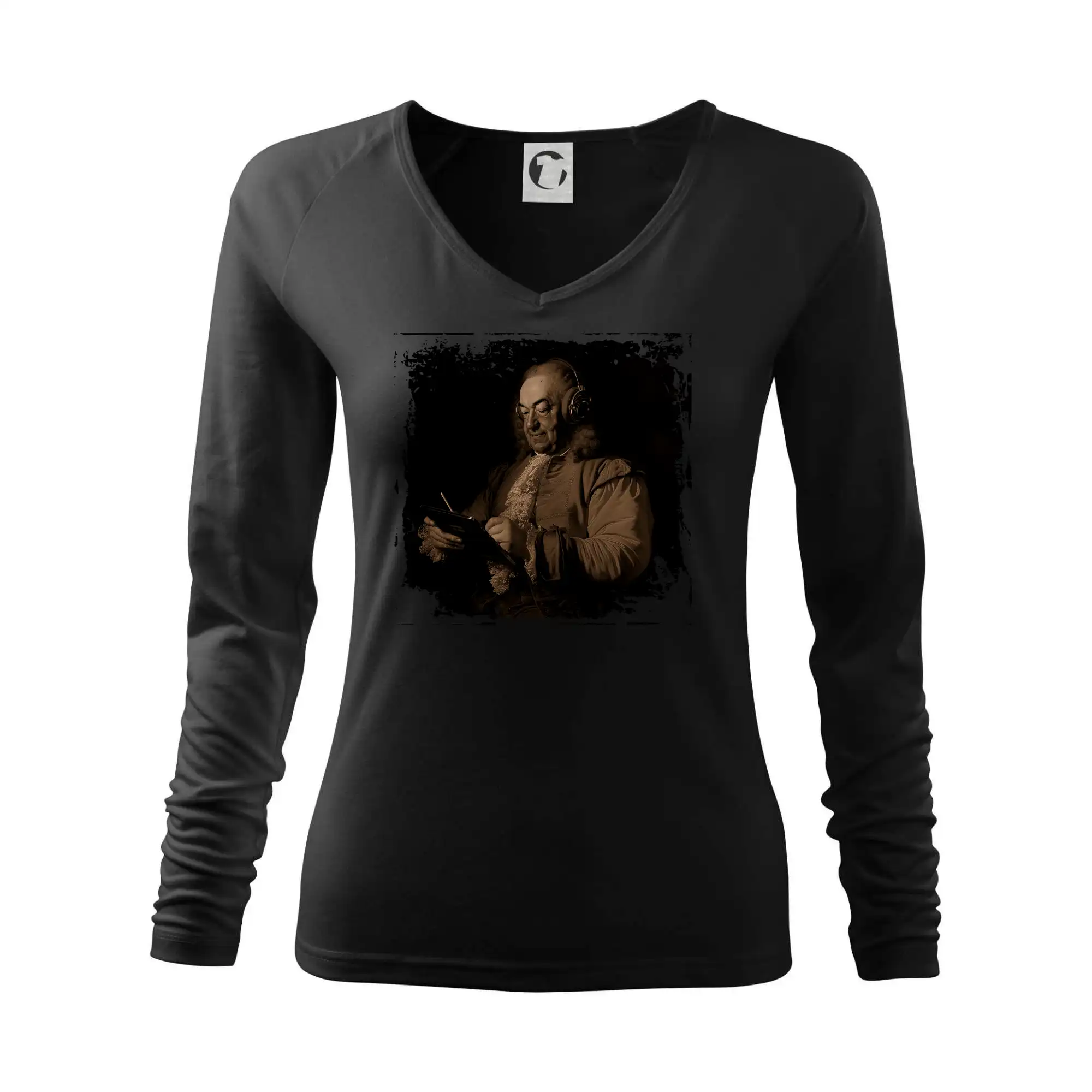 Johann Sebastian Bach so slúchadlami - Tričko dámske Elegance