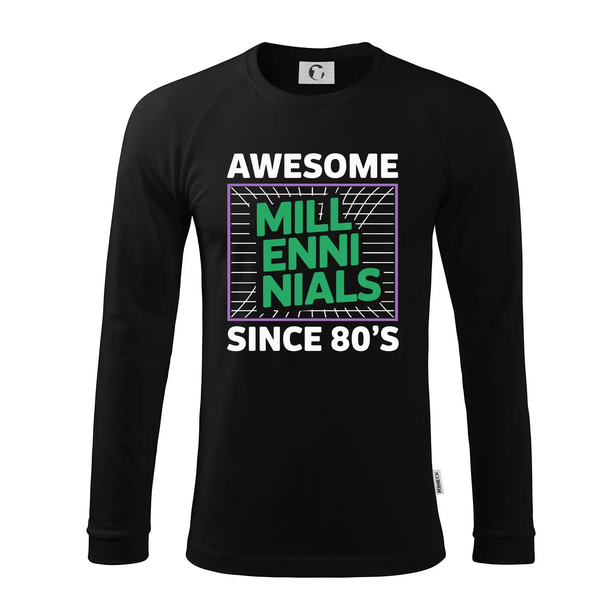 Tričká s motívmi ktoré frčia na internete - Generace Y - Zelený Awesome Millennials Since 80's - Pánske tričko s dlhým rukávom LS130