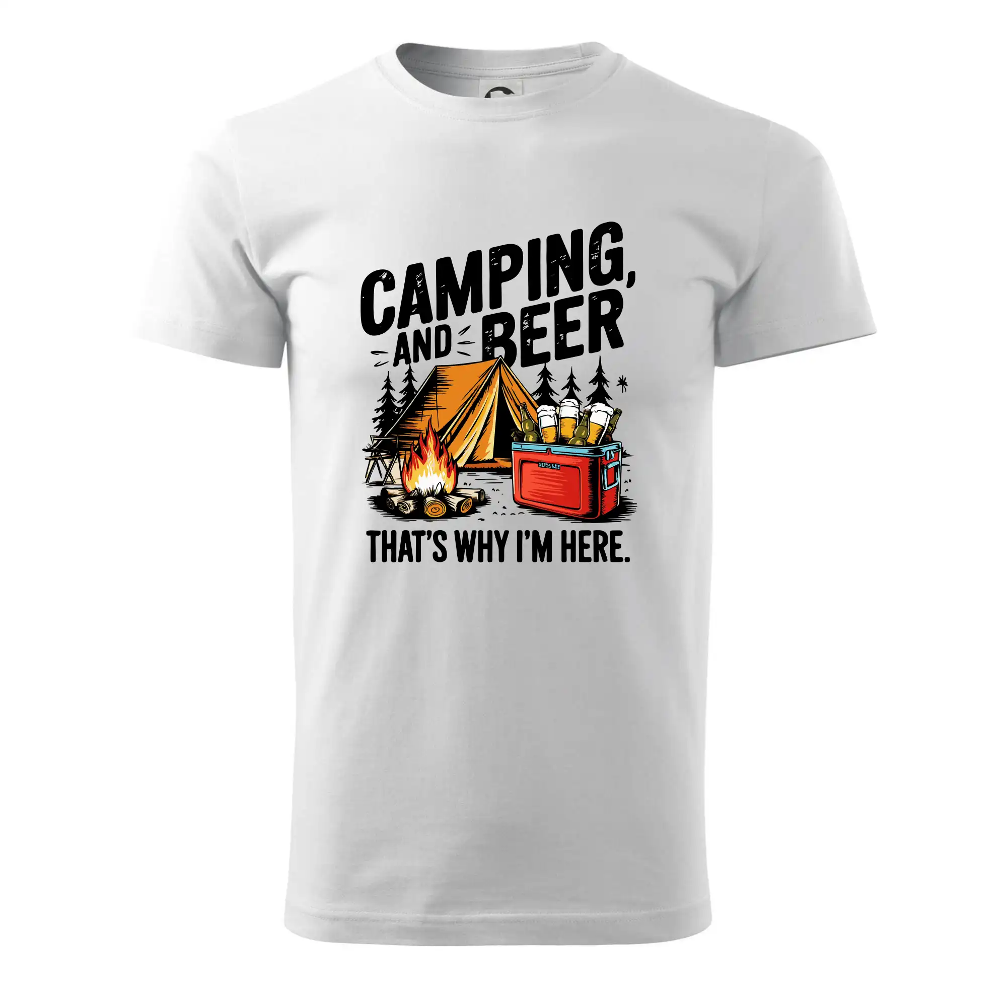 Vtipná tričká pre pivárov - Černý nápis nápis Camping and beer - Pánske tričko nižšej gramáže