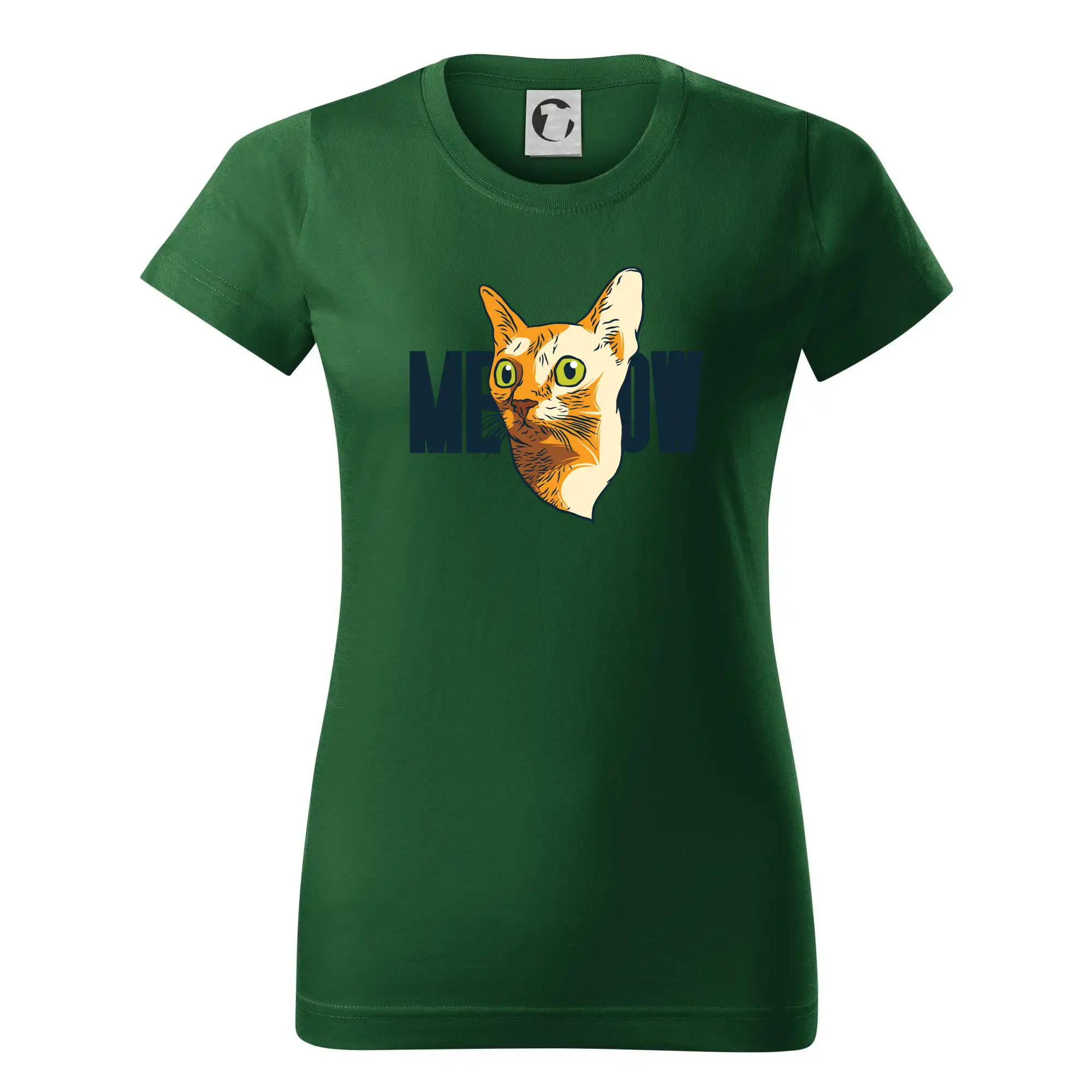 Vtipná tričká s mačkou - Mačka meow - Dámske tričko basic - ľahko voľnejšie a dlhšie
