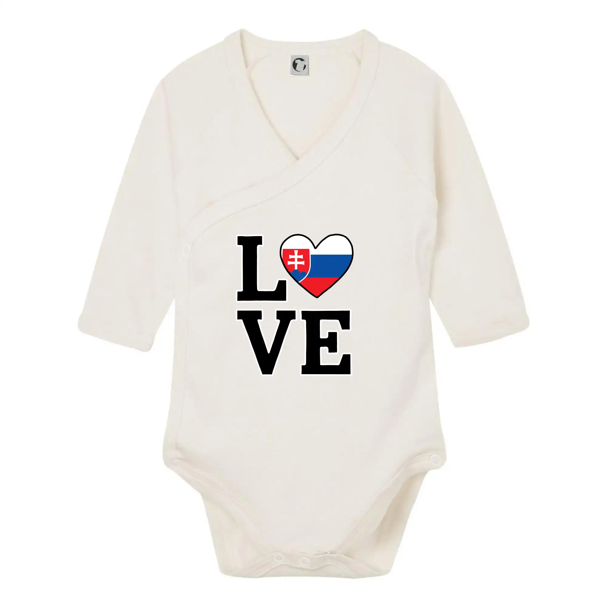 Motívy štátnych vlajok - Love Slovenská vlajka - Body zavinovacie s dlhým rukávom