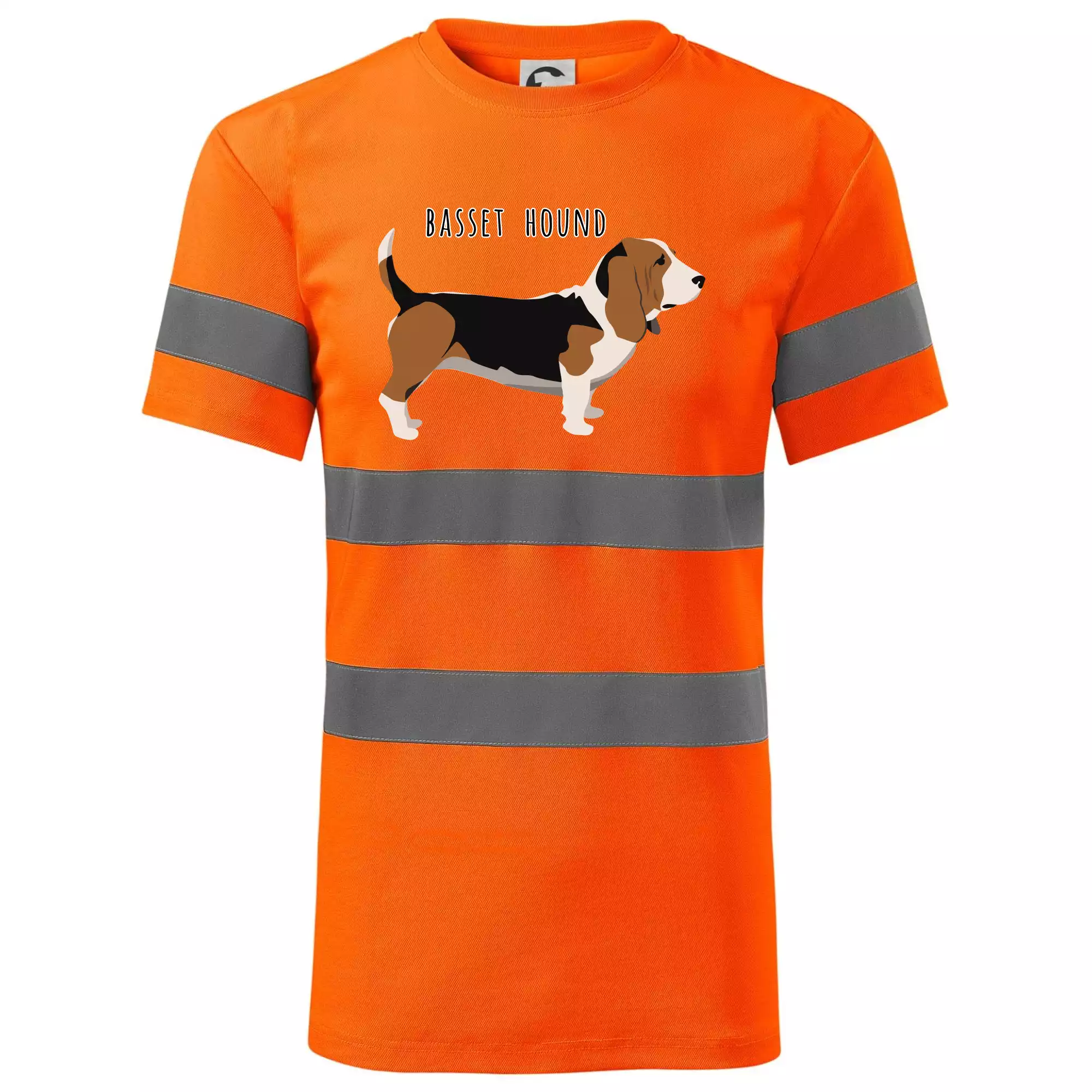 Basset hound pes s nápisem