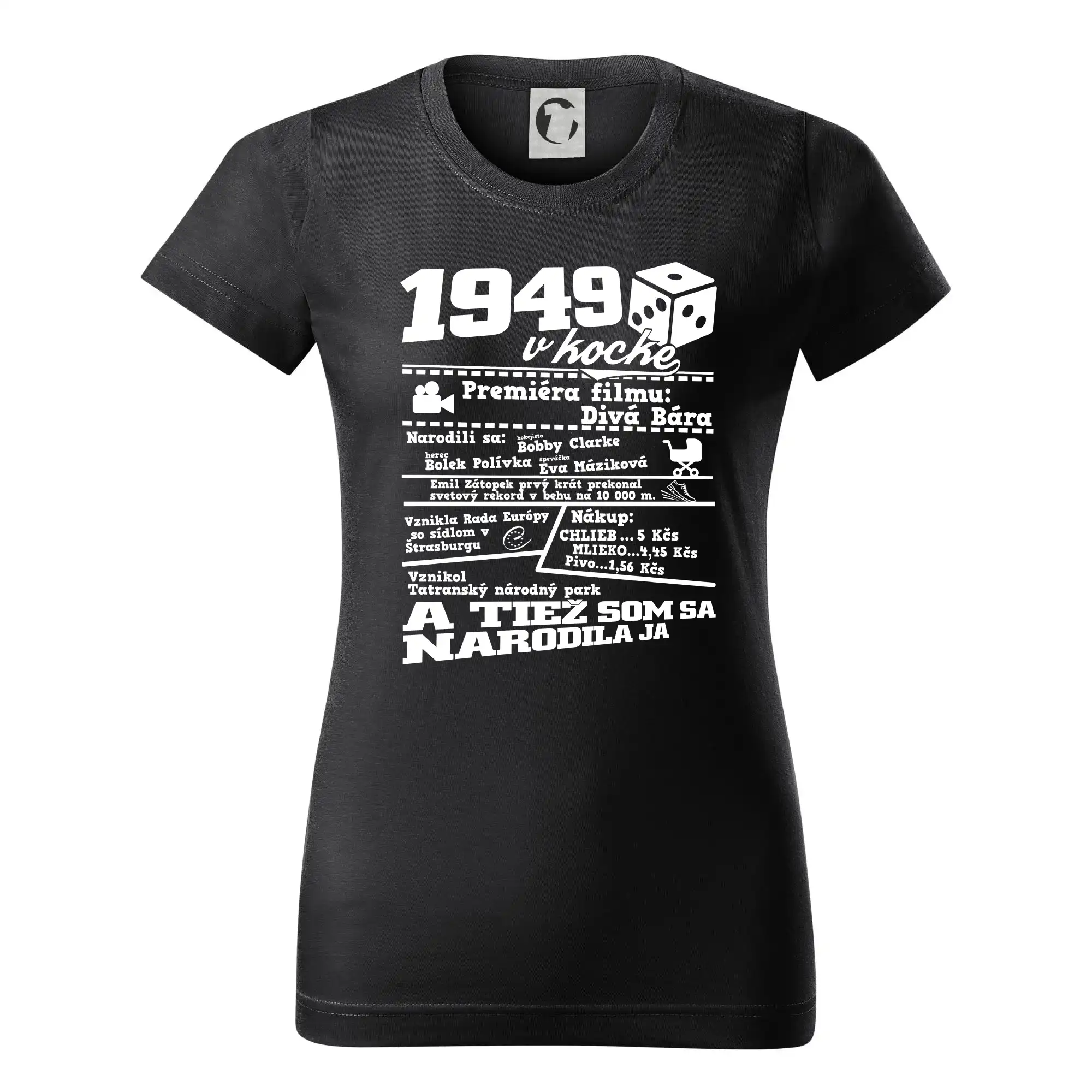Tričká k narodeninám - 1949 v kocke - Dámske tričko basic - ľahko voľnejšie a dlhšie