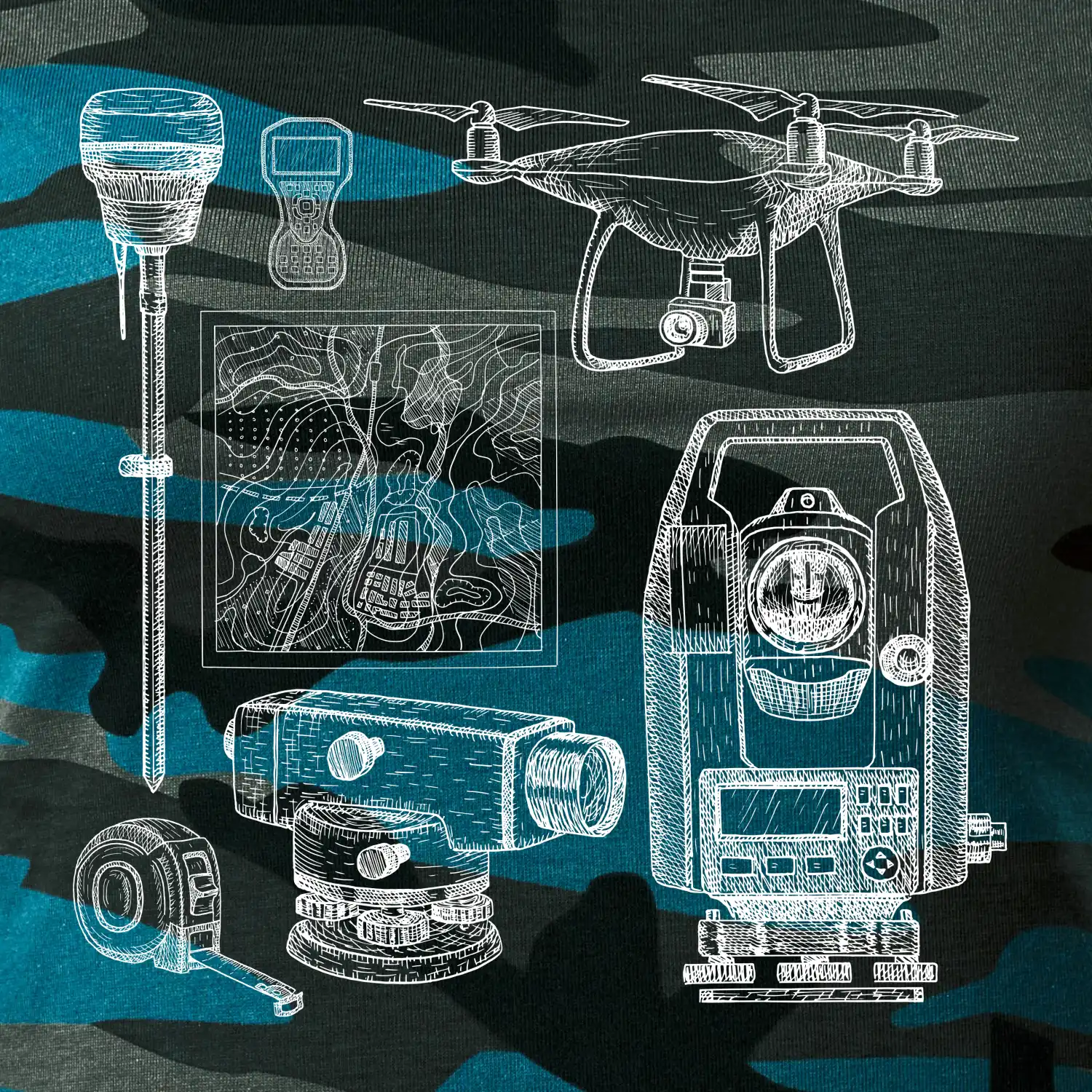 Geodet teodolit dron