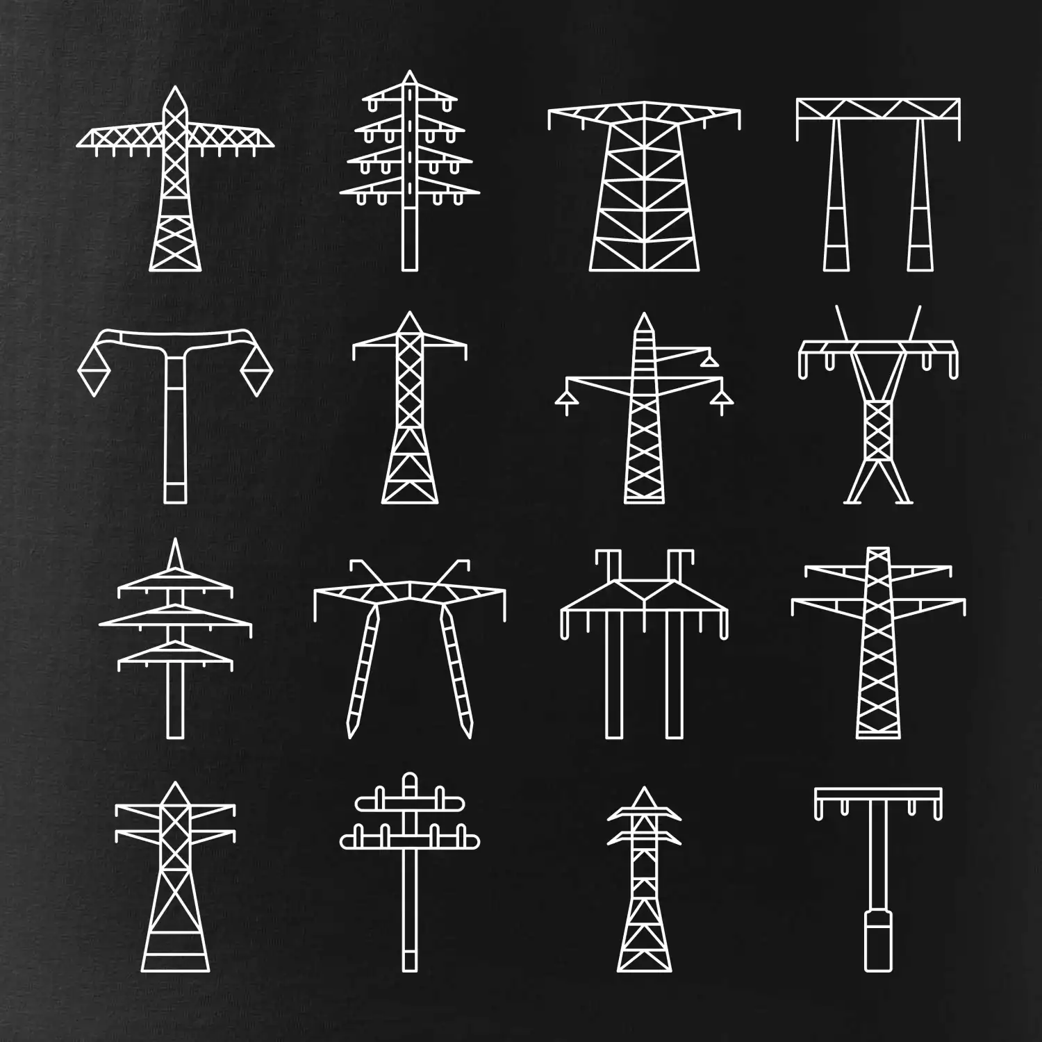 Typy stožárů vysokého napětí