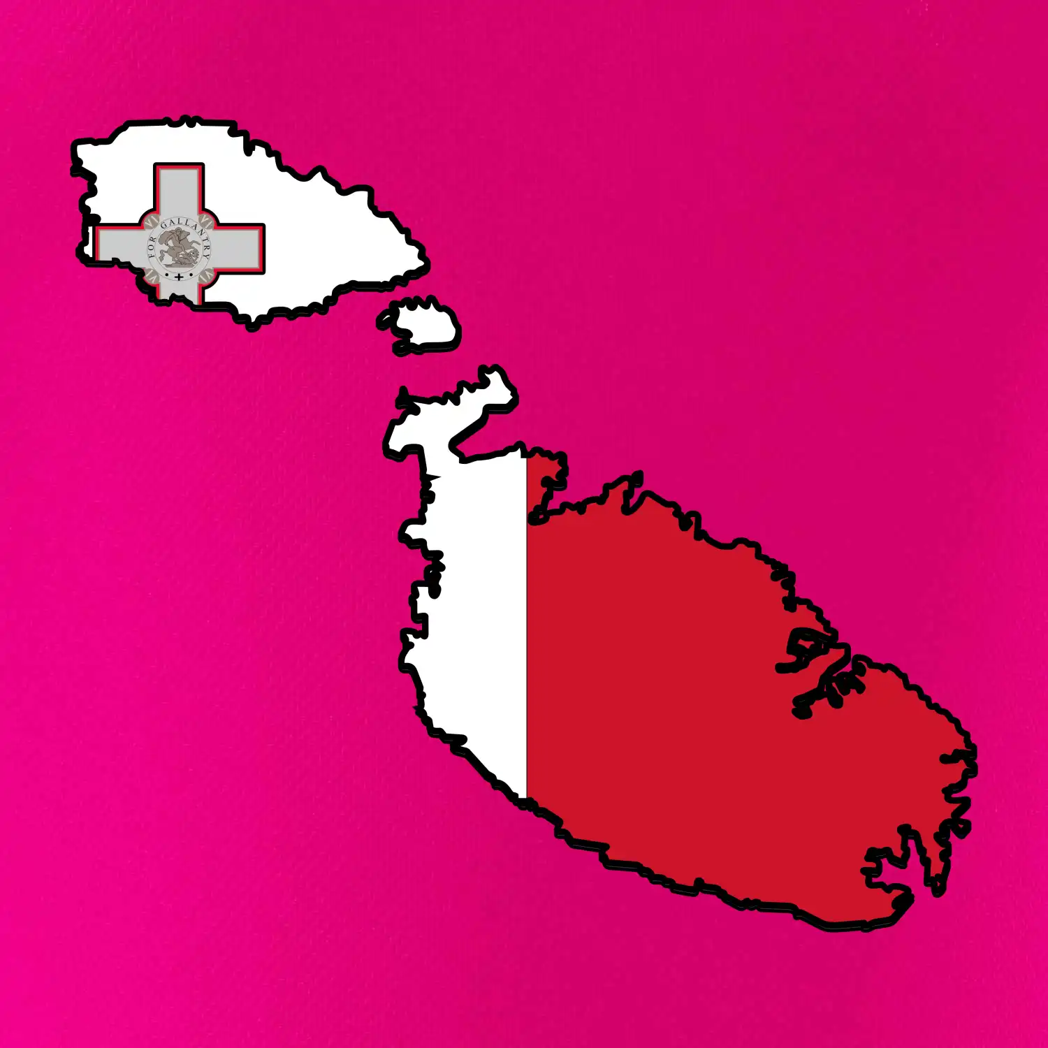 Mapa Malta s vlajkou