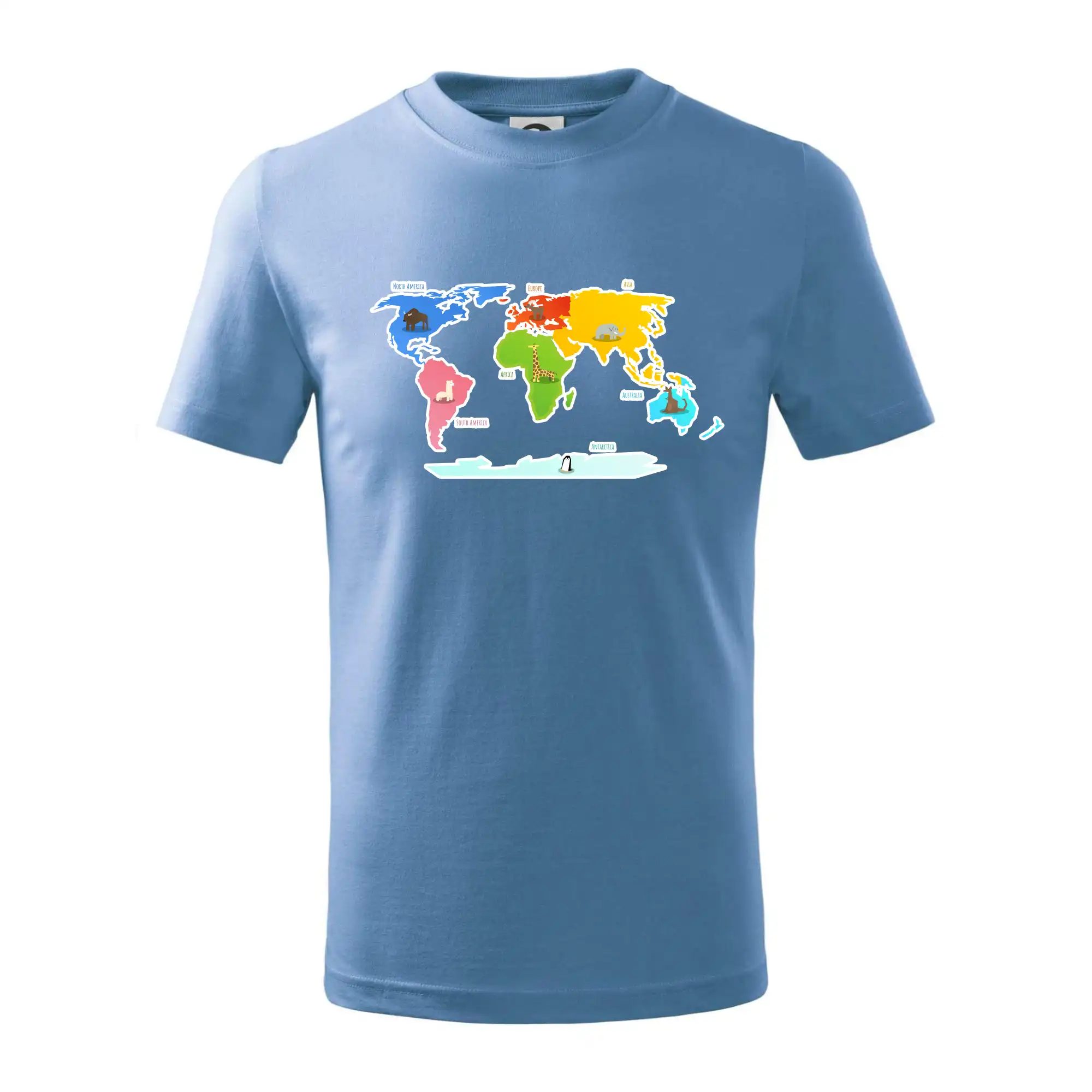 Světové kontinenty s názvy a zvířátky