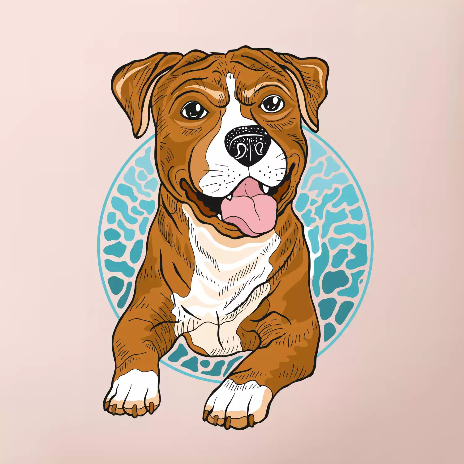 Americký staford kreslený v kolečku (Pecka design)