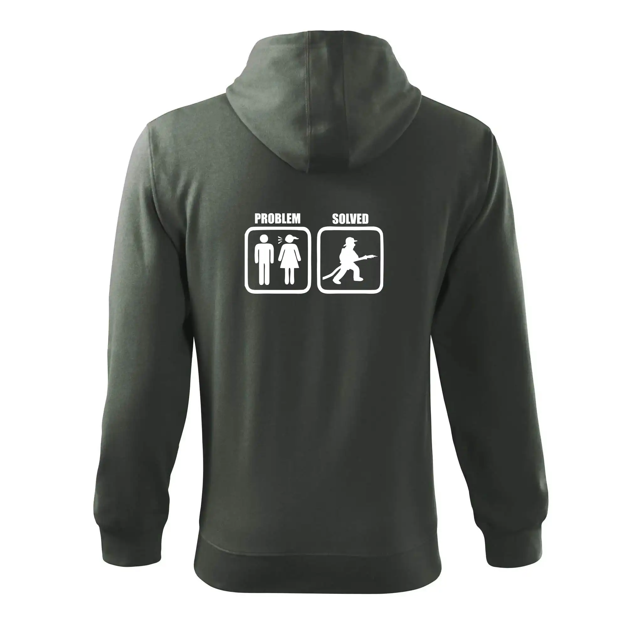 Tričká Problem Solved - Problém hasič - Mikina s kapucňou na zips trendy zipper
