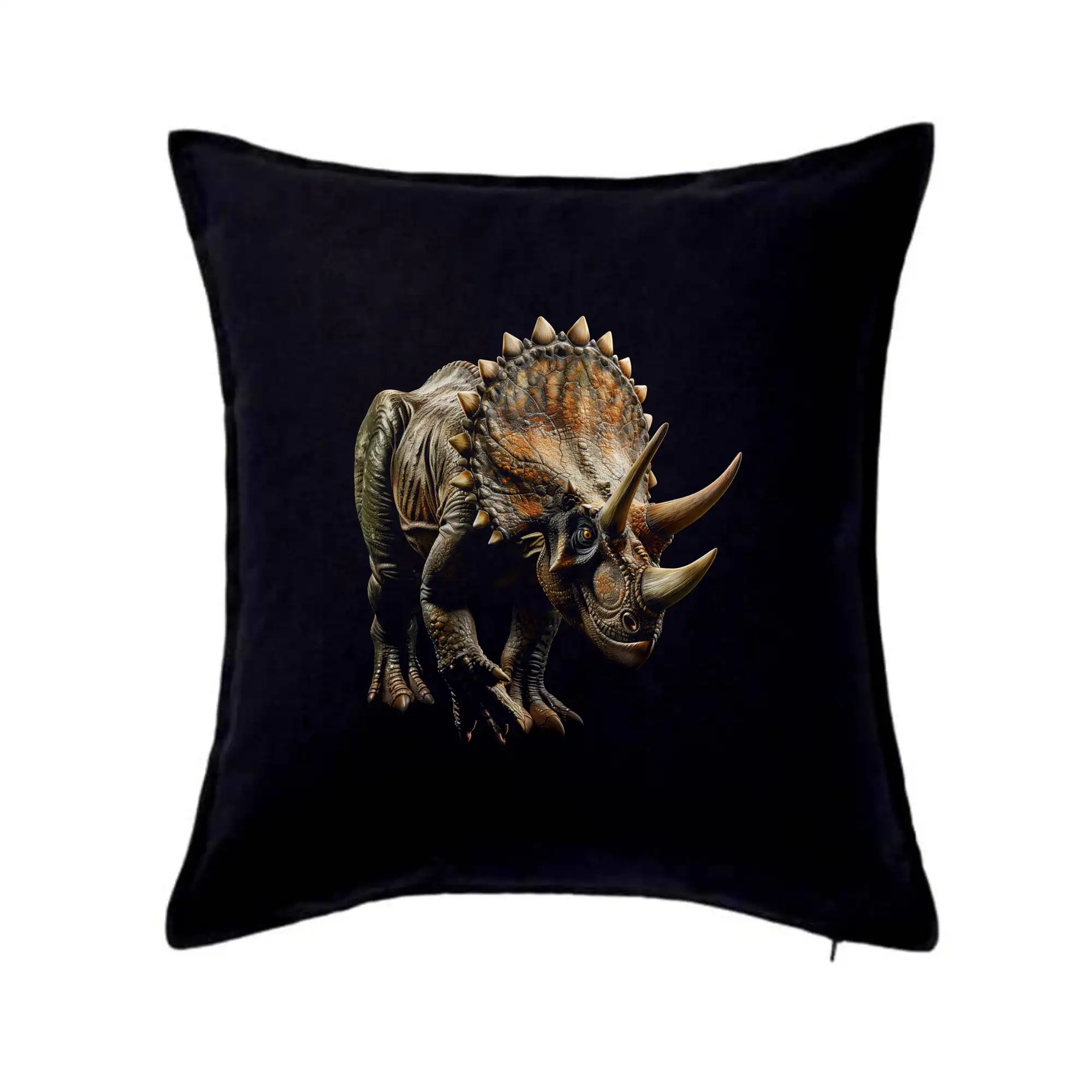 Tričká so zvieratami - Triceratops z boku čierna fotka - Vankúš 50x50