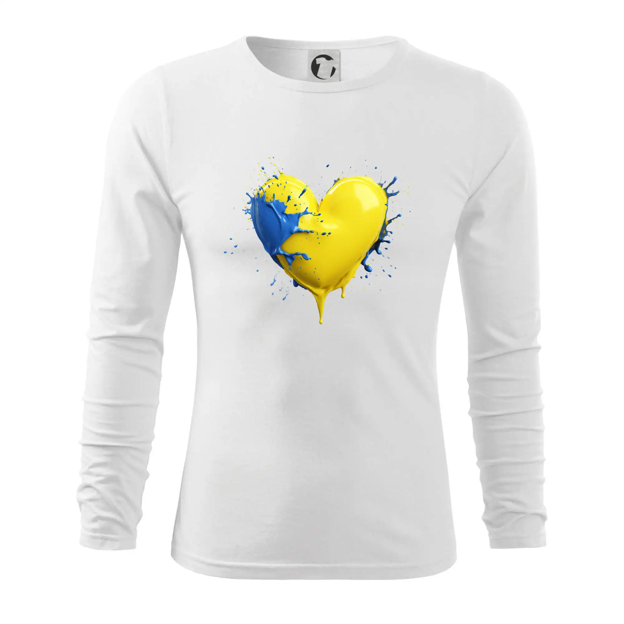 Motívy štátnych vlajok - Srdce rozprsknuté - Švédske farby - Tričko s dlhým rukávom FIT-T long sleeve
