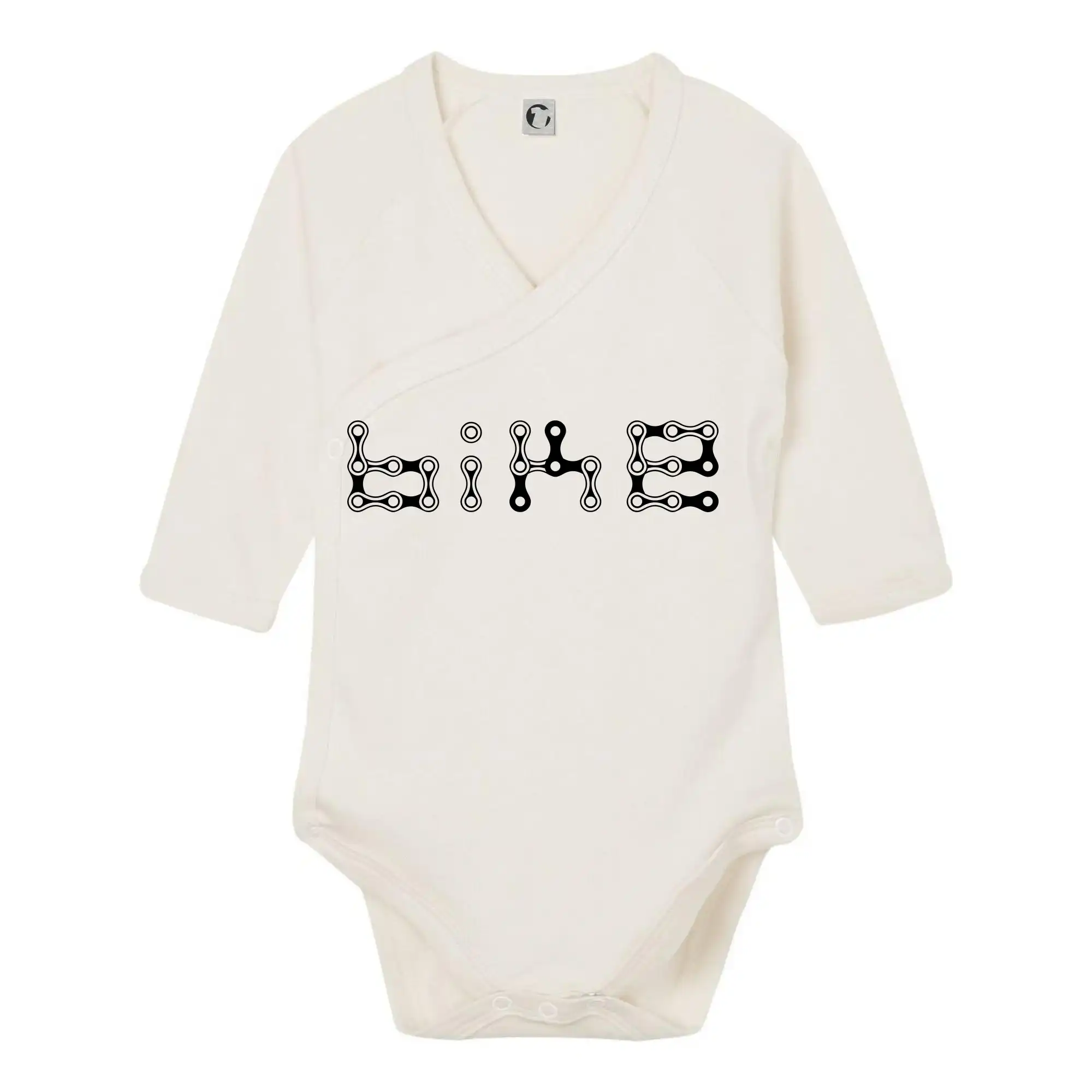 Tričko ako darček pre cyklistu - Bike nápis reťaz - Body zavinovacie s dlhým rukávom