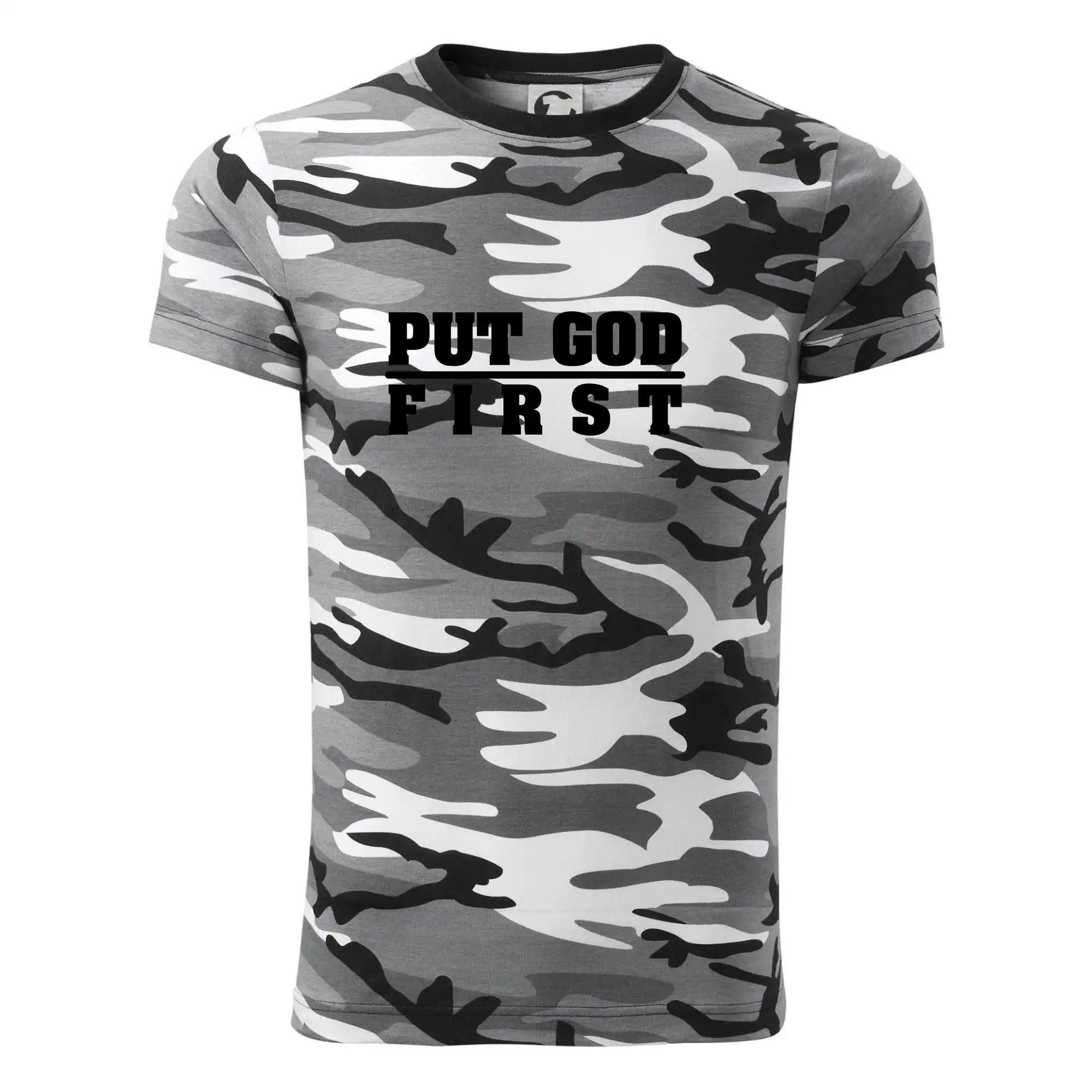 Put God first hrubý nápis - Army CAMOUFLAGE