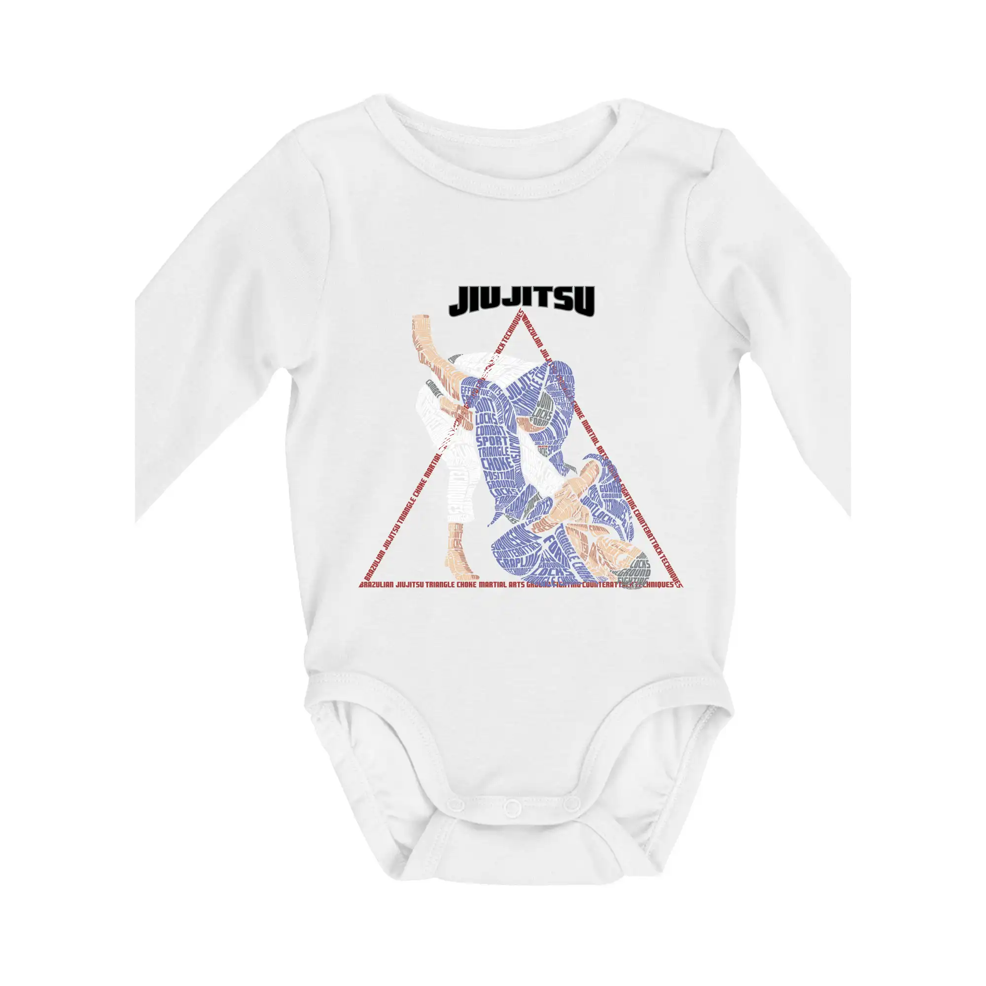 Tričká Karate - Jiu jitsu triangle - Body dojčenské s dlhým rukávom