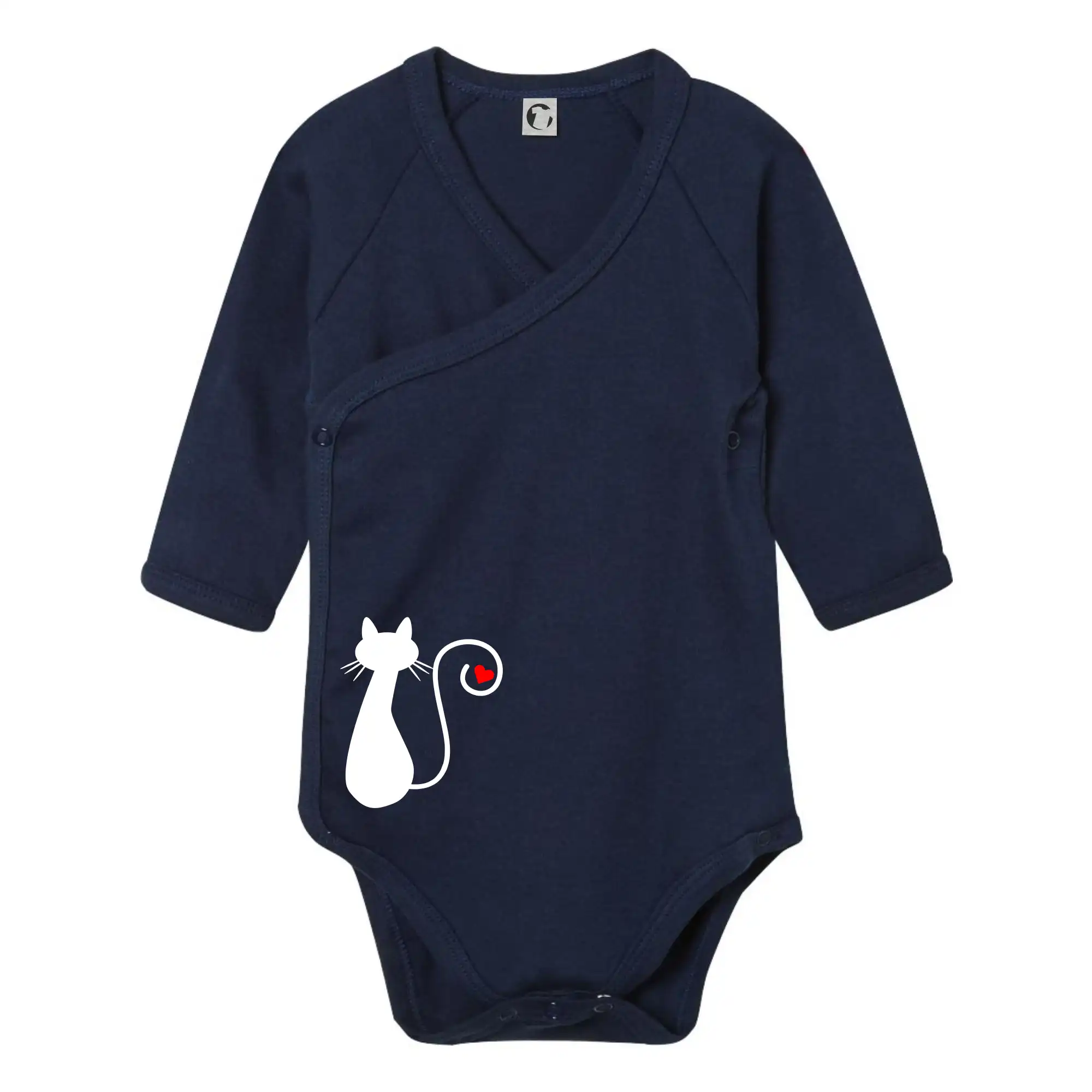 Vtipná tričká s mačkou - Zamilovaná mačka chvostík - Body zavinovacie s dlhým rukávom