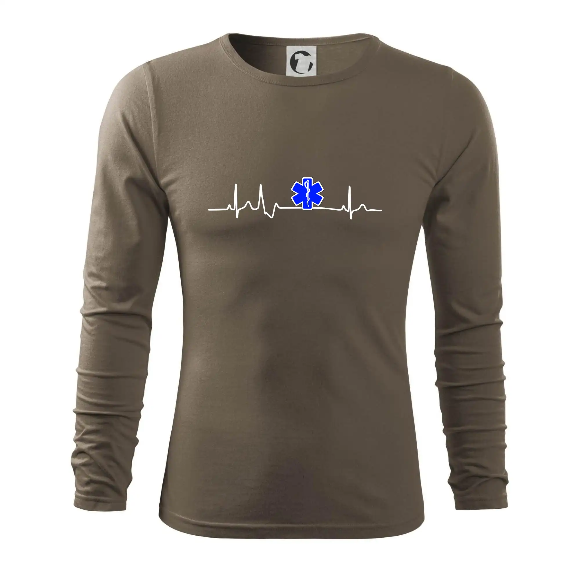 Tričká a mikiny pre záchranárov a lekárov - Kvalitné oblečenie pre zdravotníkov - EKG rescue modrá hviezda - Tričko s dlhým rukávom FIT-T long sleeve