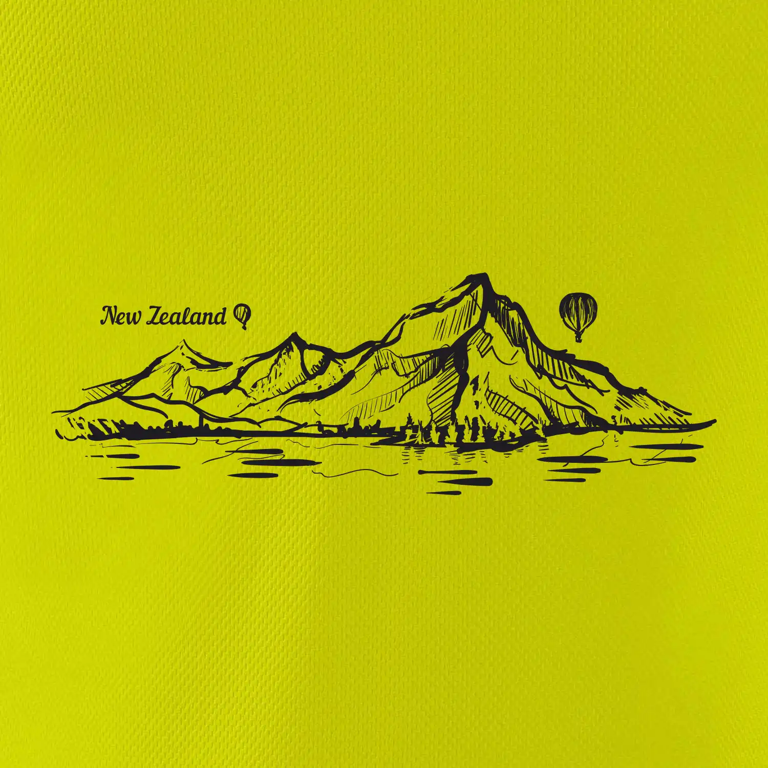 Nový Zéland nápis a hory Aoraki -  Mount Cook