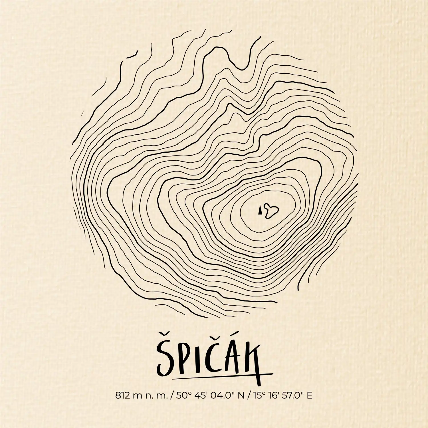 Špičák - vrstevnice v kruhu