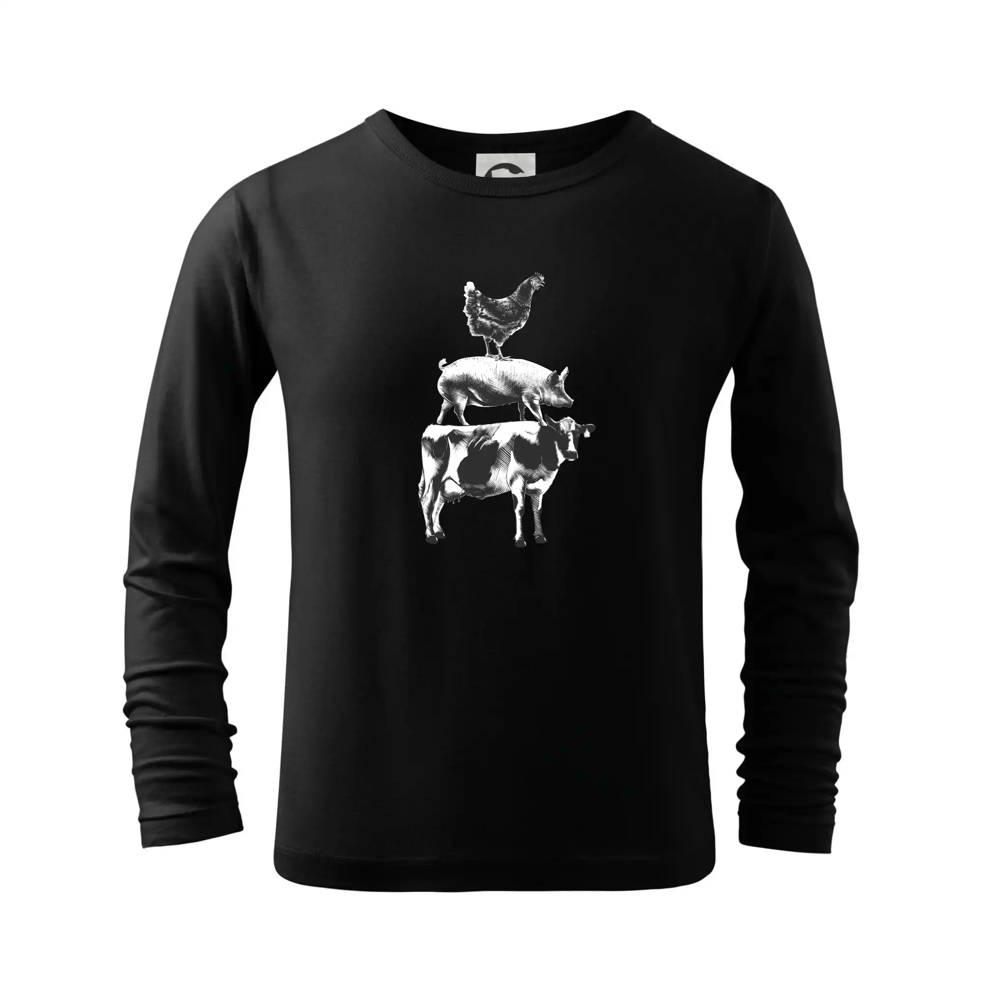 Tričká a zástery na grilovanie - Sliepky prasa krava - Tričko detské Long Sleeve