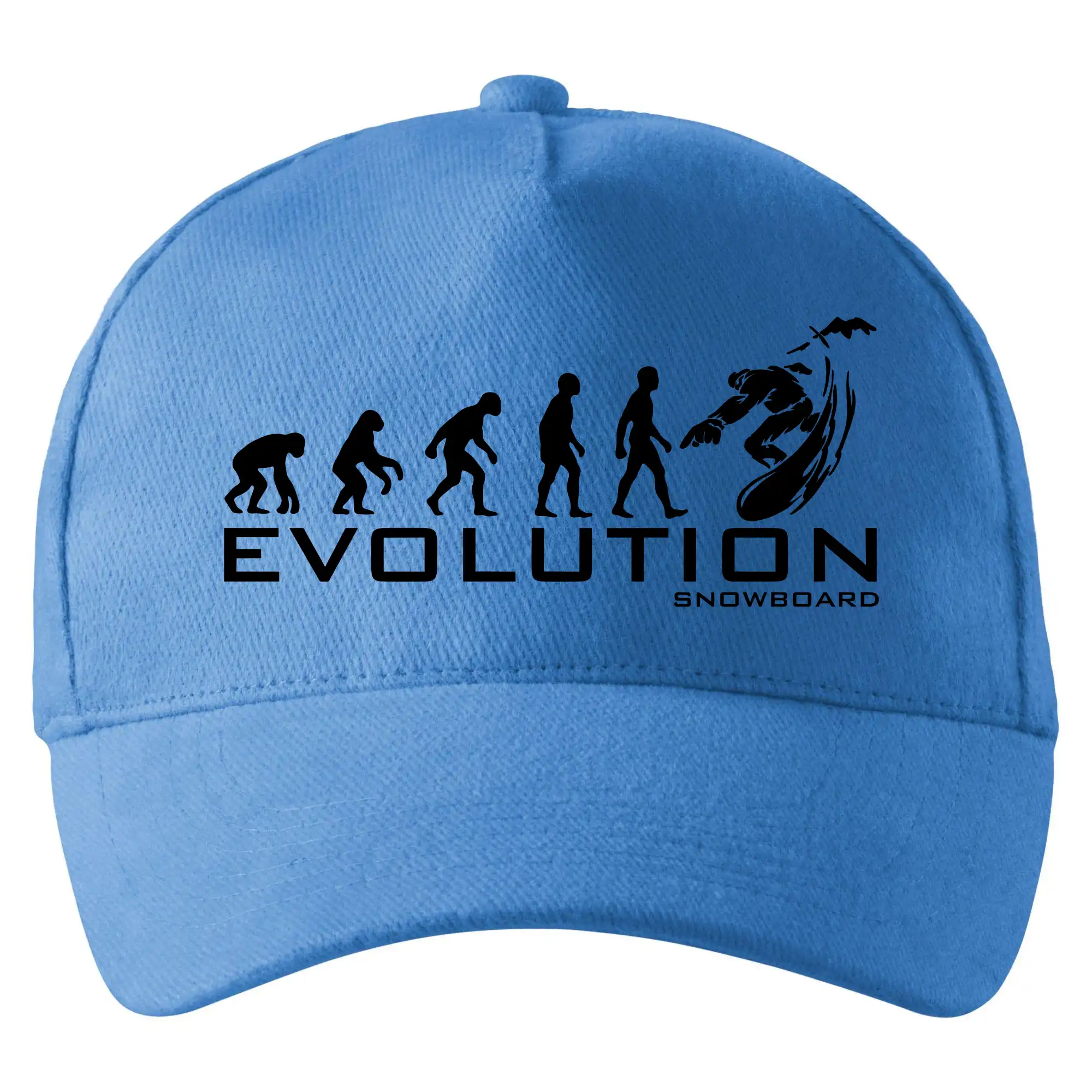 Tričká s potlačou evolúcia - Evolúcia snowboardu - Šiltovka so zahnutým šiltom a mosaznou sponou