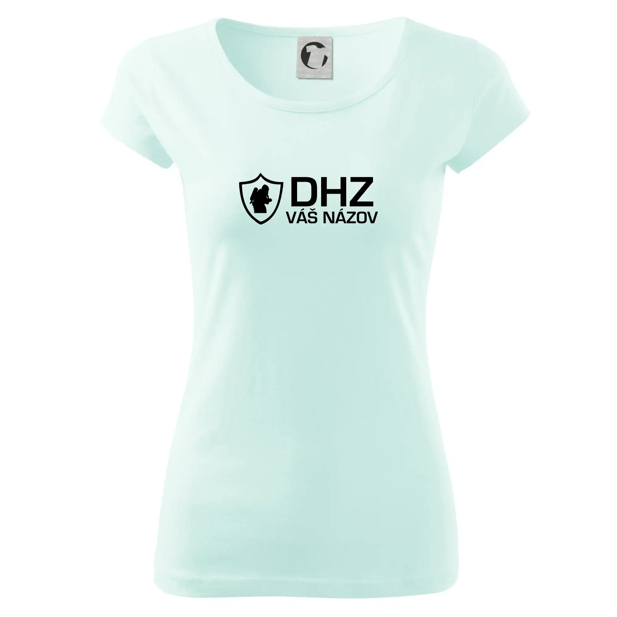 Originálne tričká pre hasičov - DHZ emblem - vlastný nápis - Dámske tričko Pure