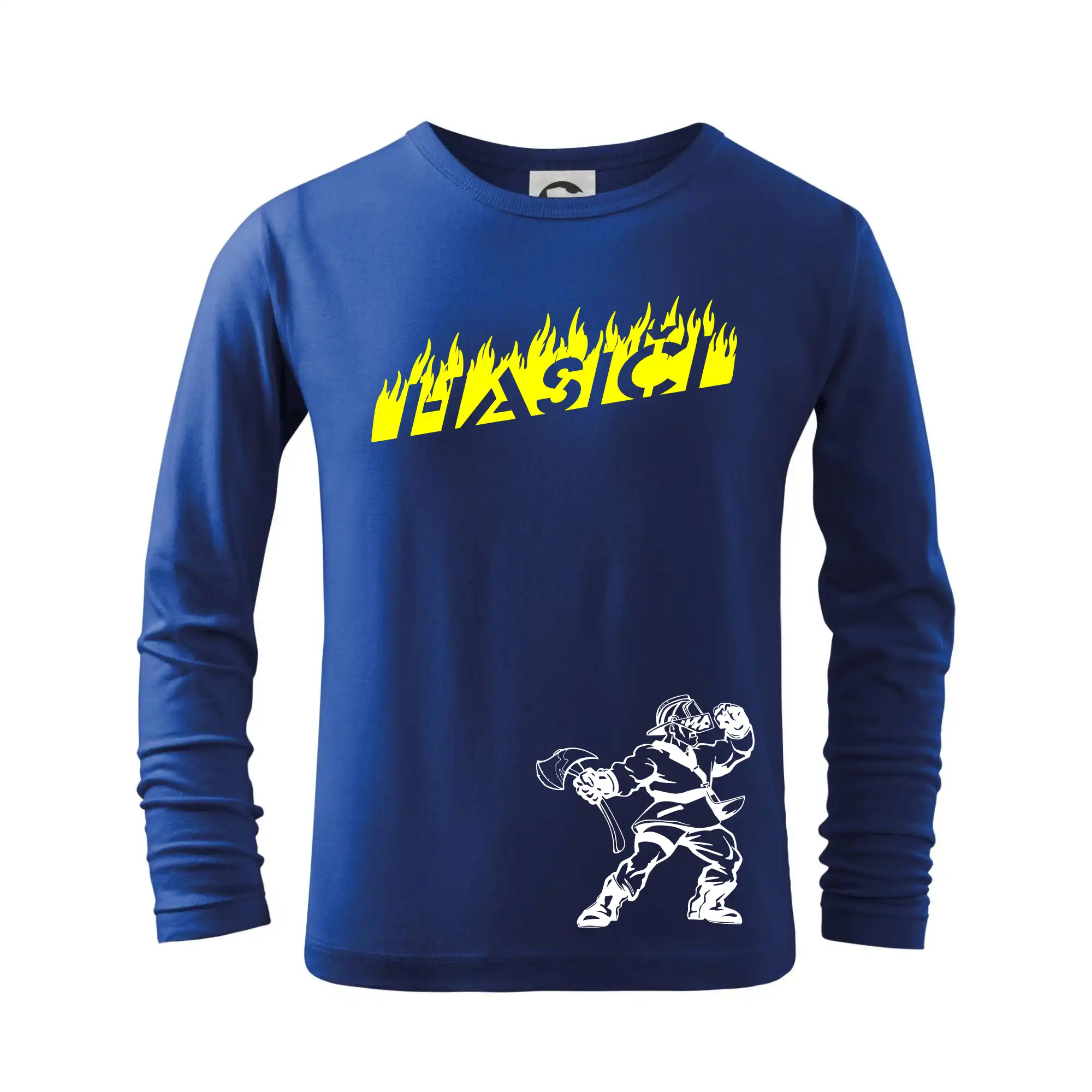 Originálne tričká pre hasičov - Hasič stojaci - nápis hasiči - Veľký nápis na chrbte - Tričko detské Long Sleeve