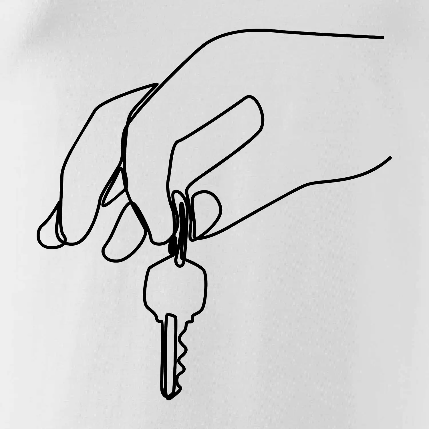 Klíče a ruka jedním tahem