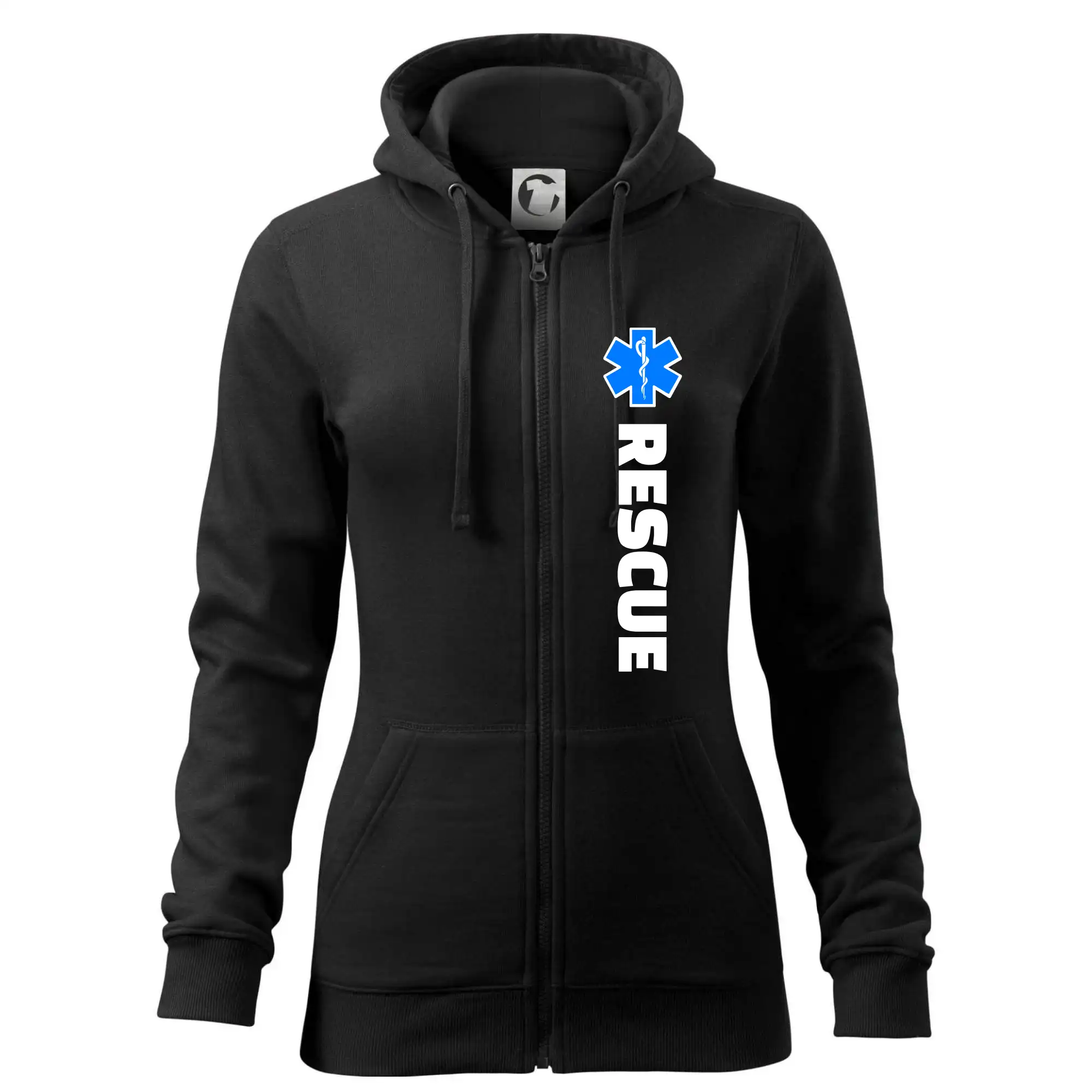 Tričká a mikiny pre záchranárov a lekárov - Kvalitné oblečenie pre zdravotníkov - Rescue - pre záchranárov - Mikina dámska trendy zipper s kapucňou