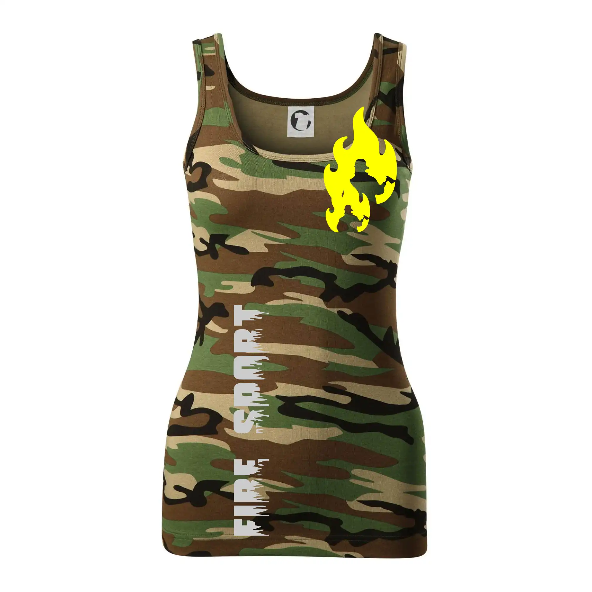 Originálne tričká pre hasičov - Hasiči - Váš názov - FLUO + Reflexná potlač - Maskáčové tielko