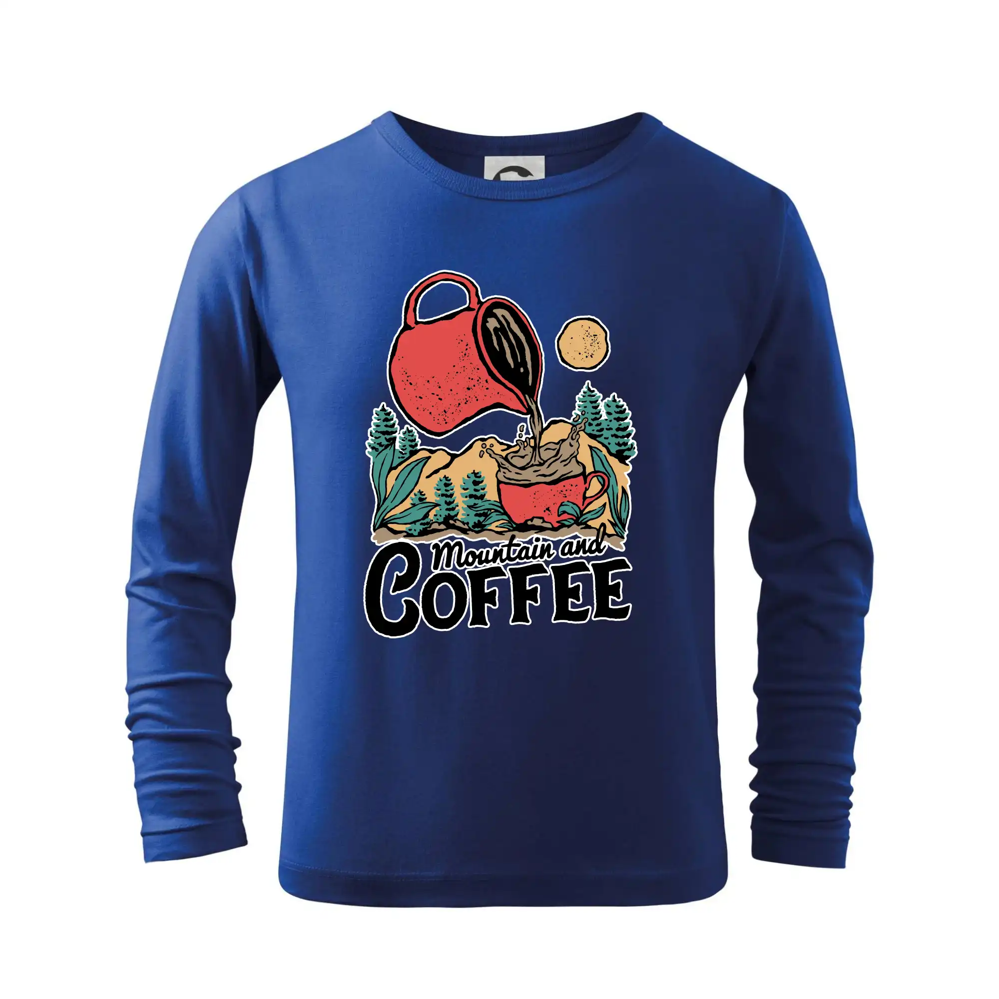 Trička pre cestovateľov - Mountain and Coffee - Tričko detské Long Sleeve