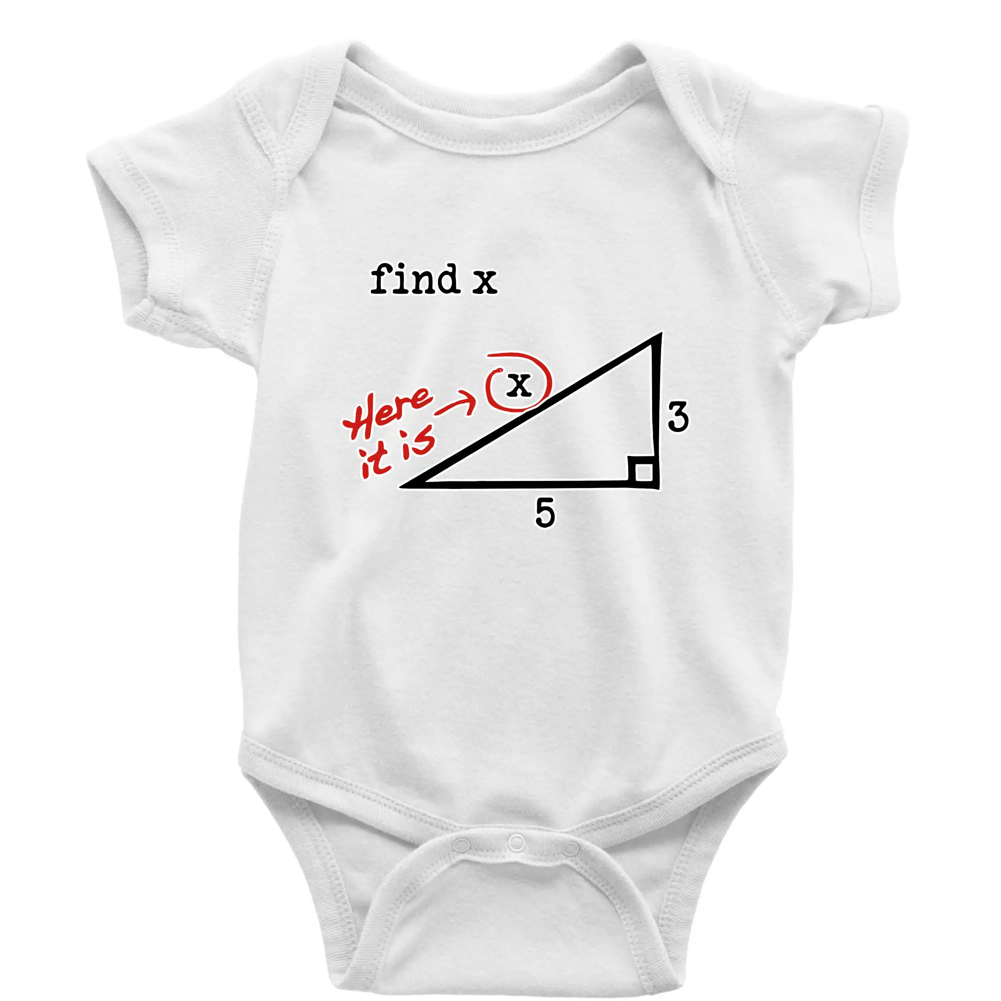 Vtipné tričká pre matematiky - Find X - geometria - Body dojčenské s krátkym rukávom