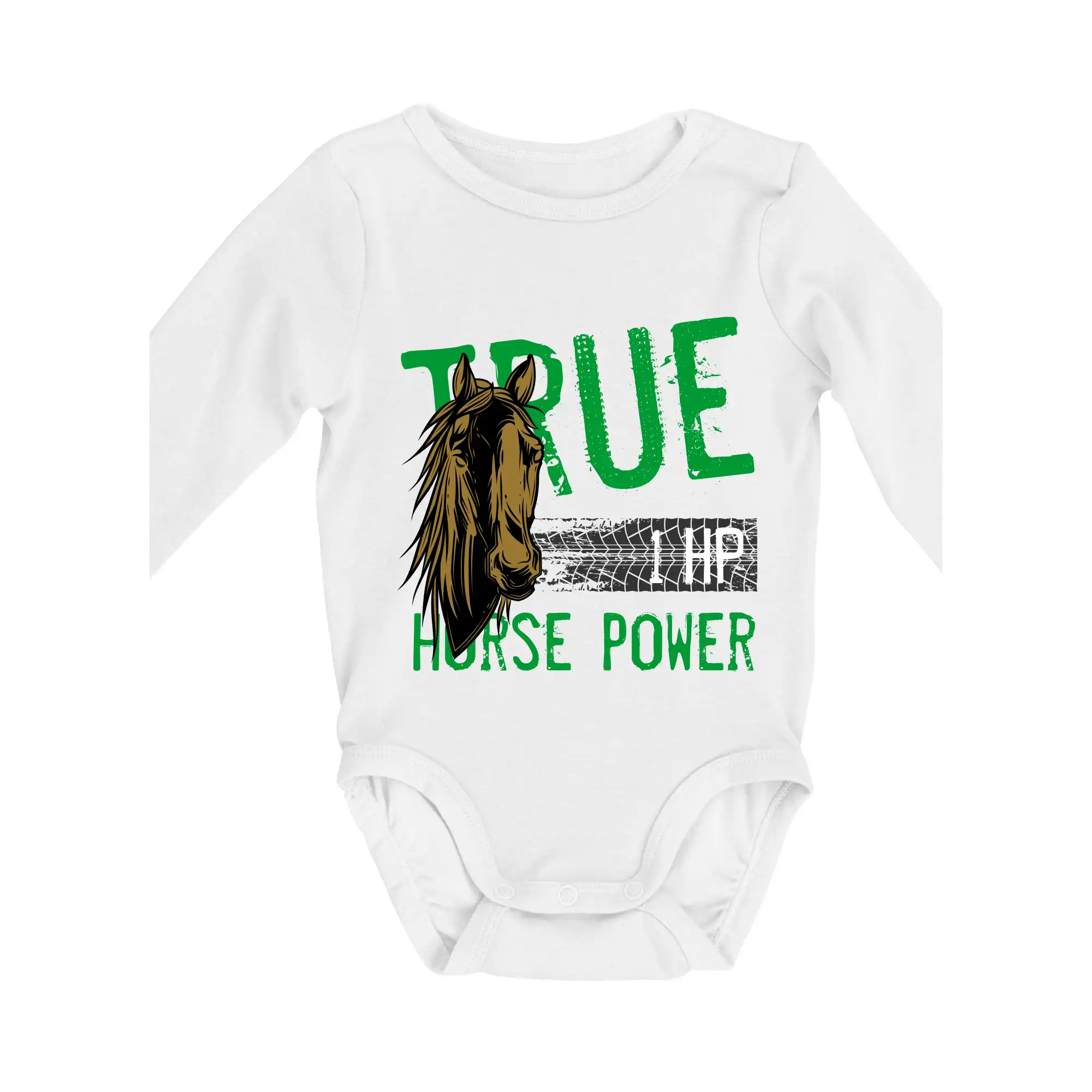 Tričká s koňmi - True Horse Power 1 HP - Body dojčenské s dlhým rukávom