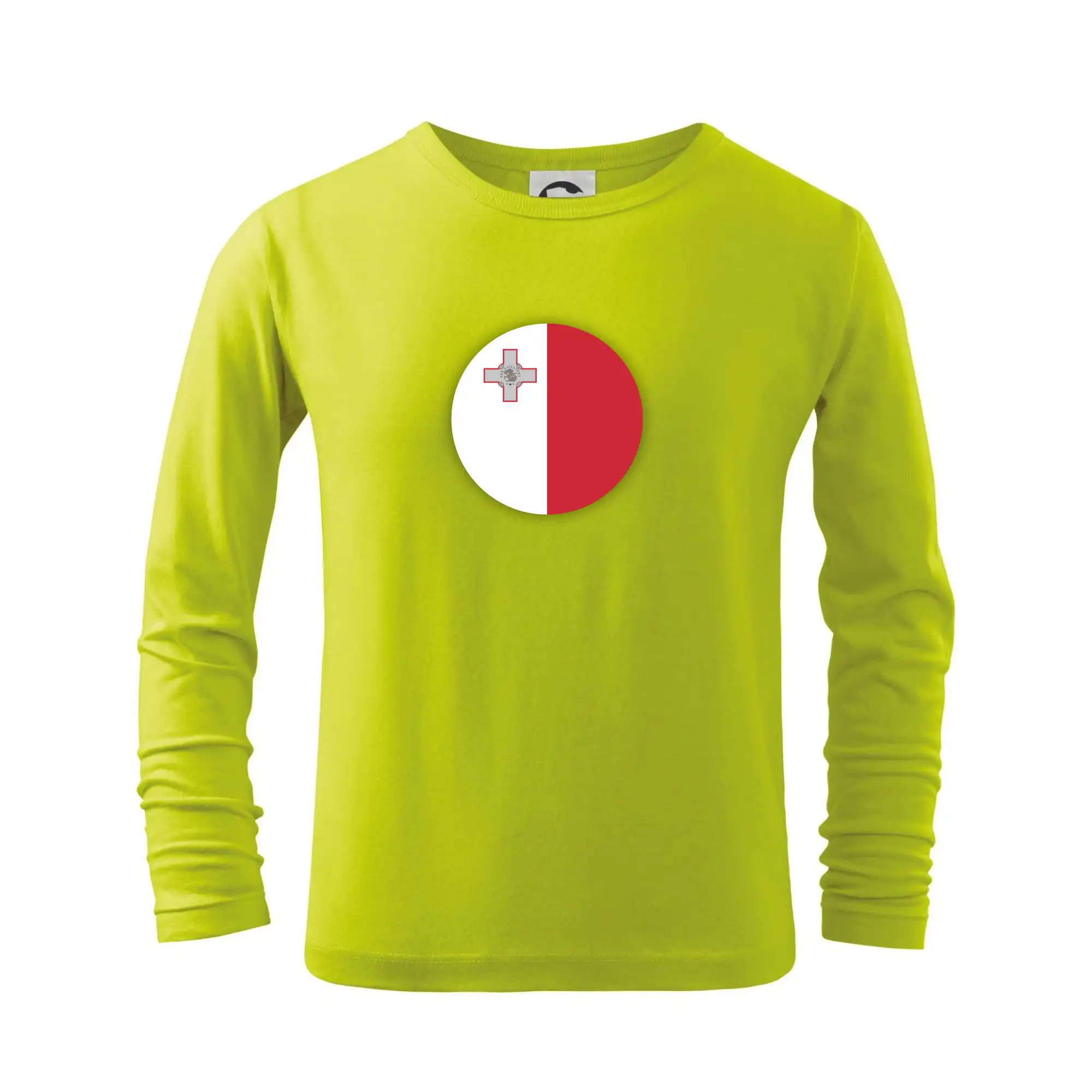 Motívy štátnych vlajok - Vlajka Malta okrúhla veľká - Tričko detské Long Sleeve