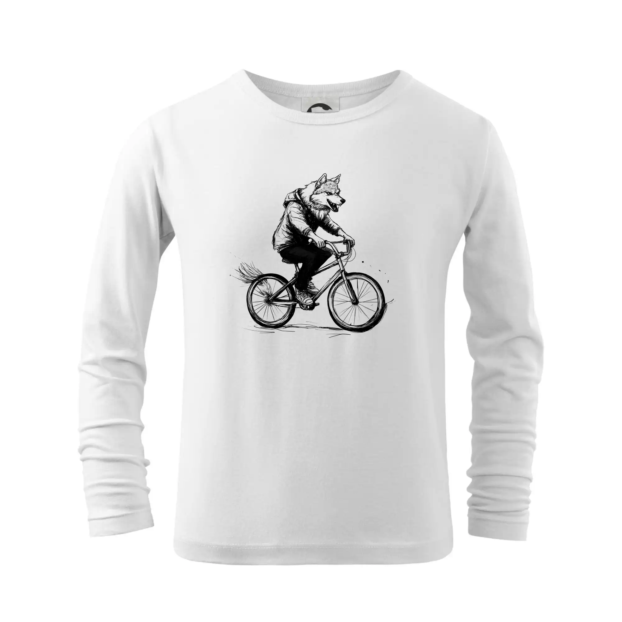 Tričko ako darček pre cyklistu - Vlk na bicykli - Tričko detské Long Sleeve